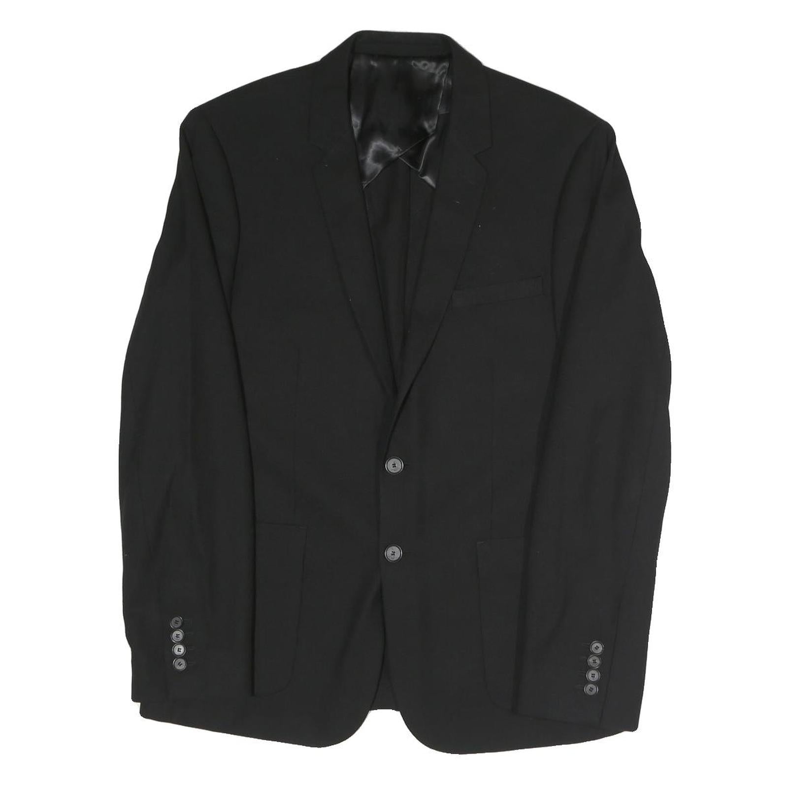 Mens Black Classic Jacket M Polyester Blend Plain Button Closure Formal Wear Refurbished - N/A refurbished available on Cerqular