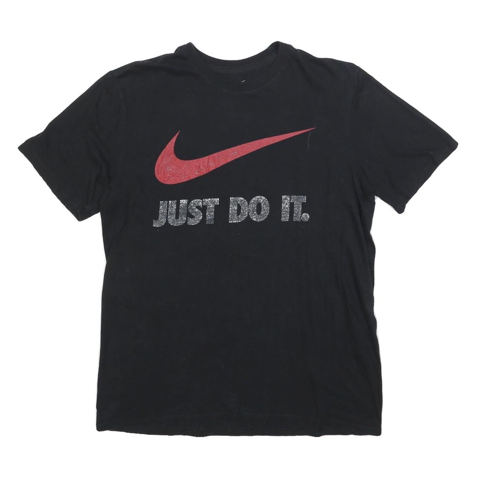 NIKE Mens Black Just Do It Graphic T-Shirt L Short Sleeve Crew Neck Cotton Blend Refurbished - N/A refurbished available on Cerqular