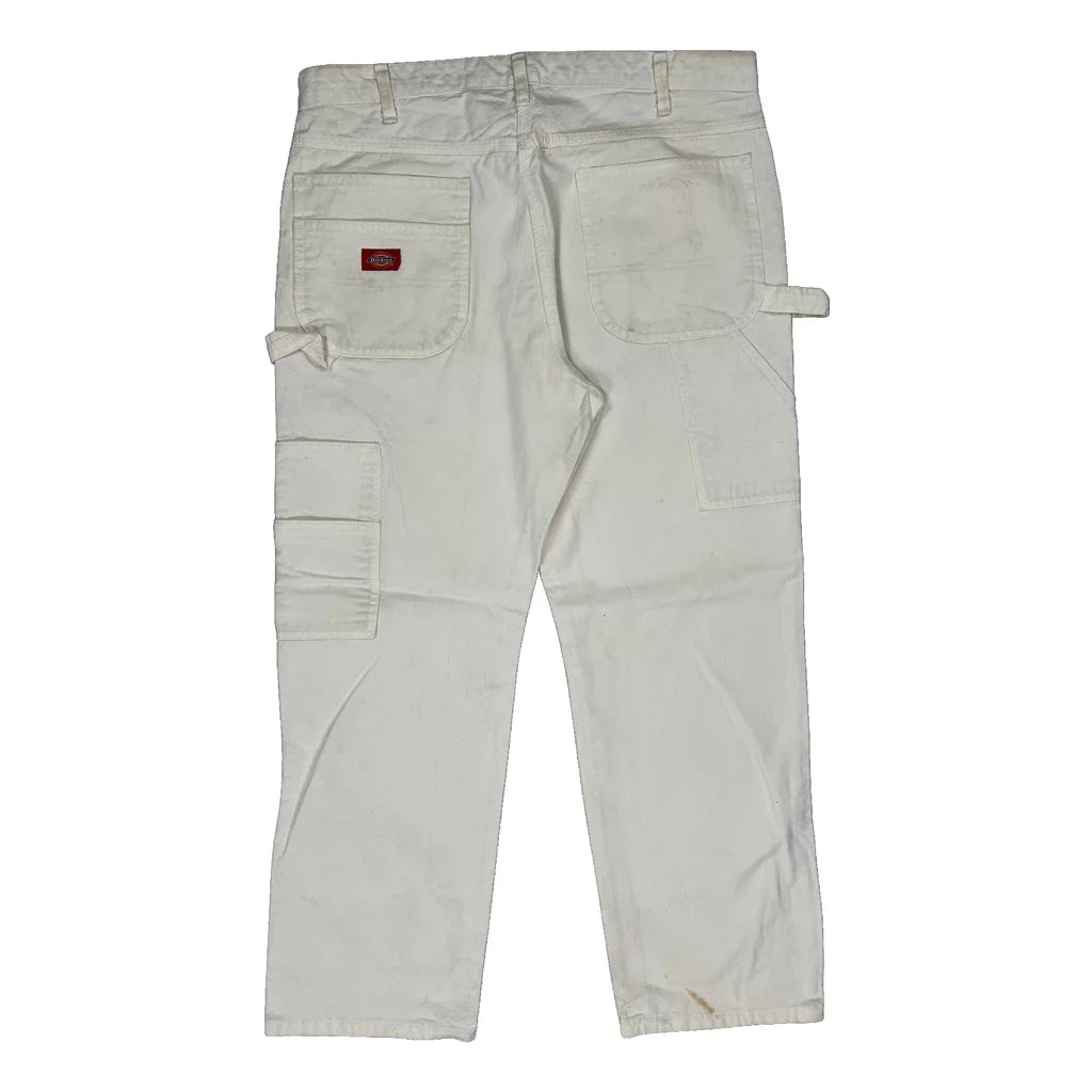 Dickies Double Knee Carpenter Trousers - 36W 30L White Cotton Refurbished - Thrifted (note: this is a term often used to describe second- refurbished available on Cerqular