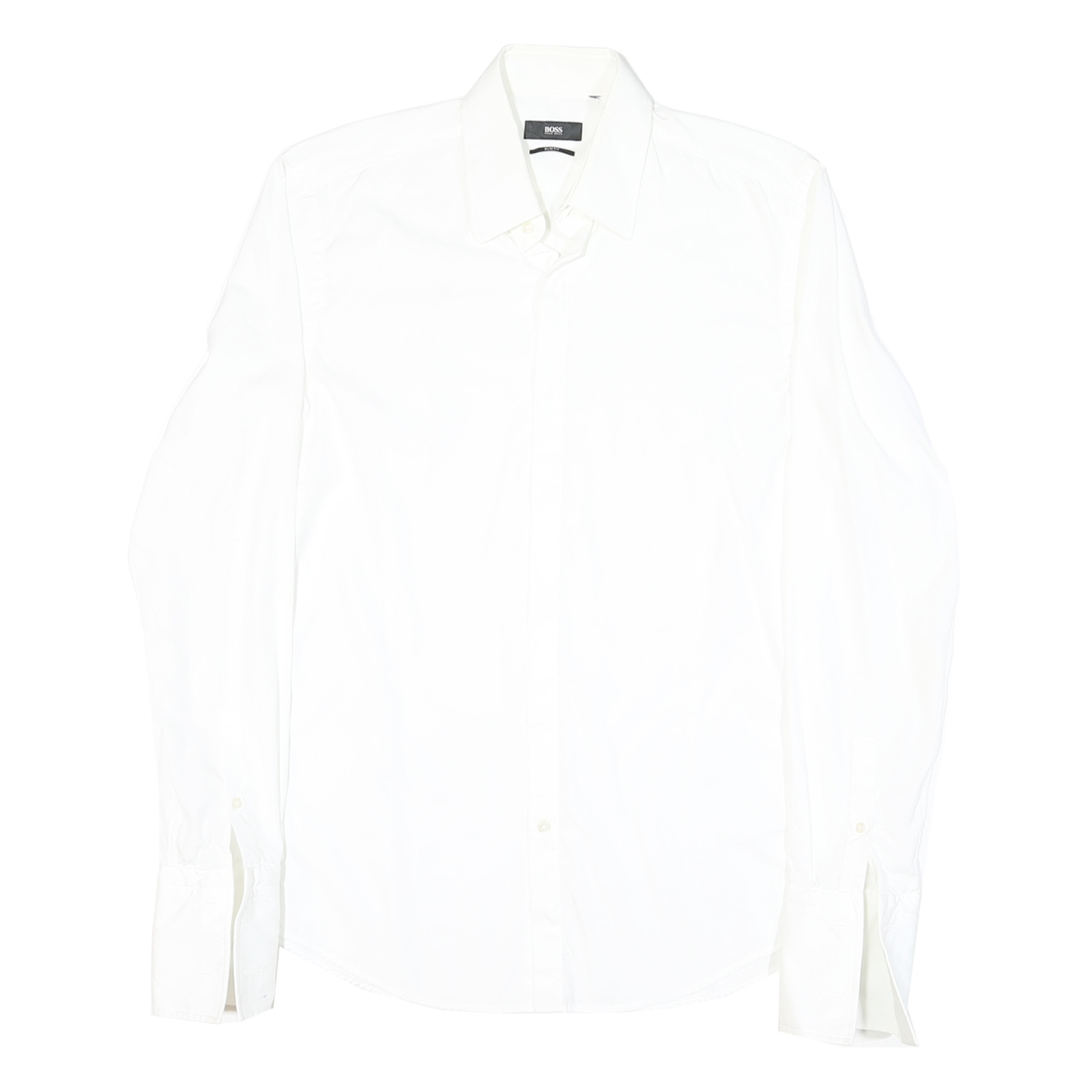 BOSS Mens White Plain Shirt M Classic Fit Cotton Blend Formal Button Down Refurbished - N/A refurbished available on Cerqular