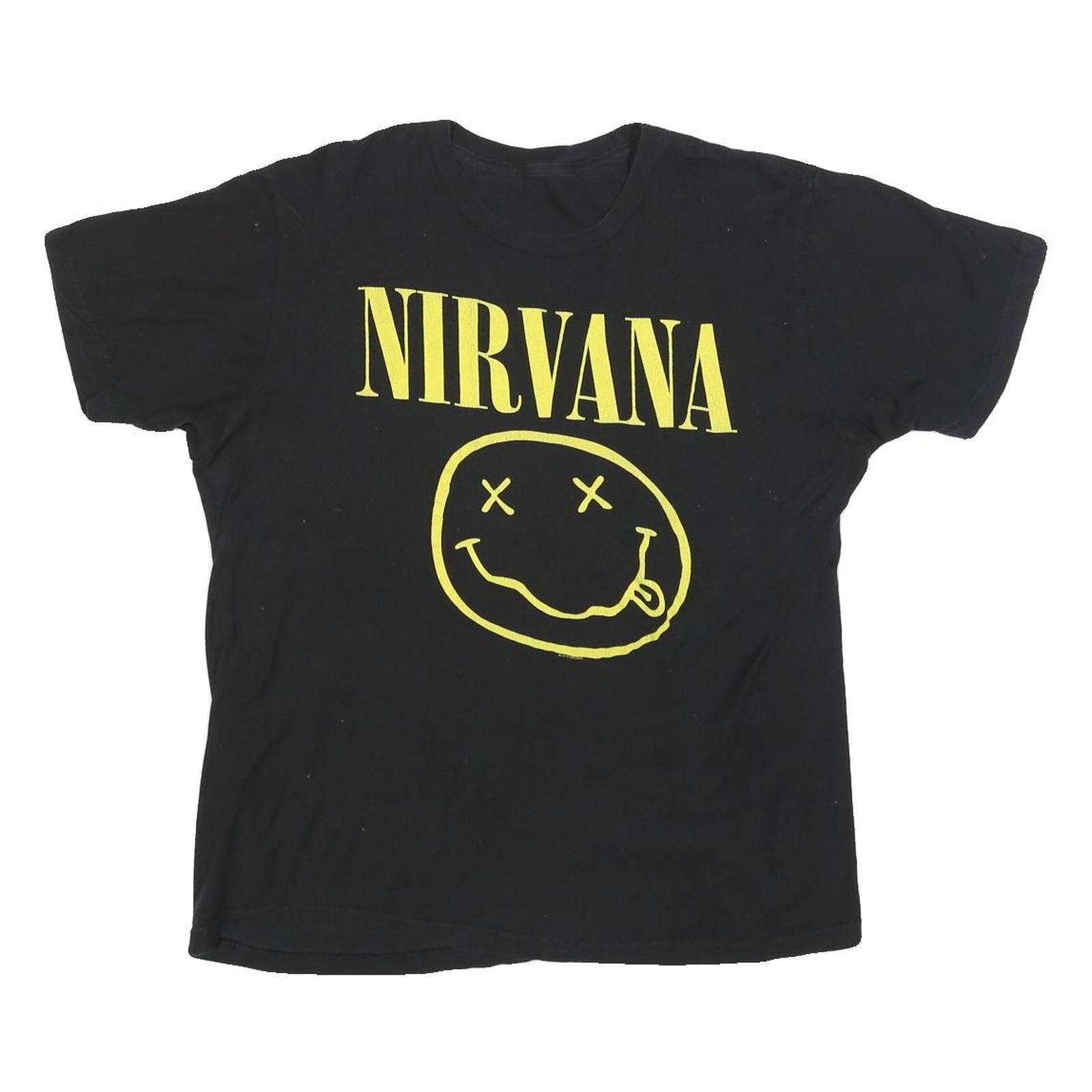 Womens Black Nirvana Graphic T-Shirt L Short Sleeve Crew Neck Band Vintage Refurbished - N/A refurbished available on Cerqular