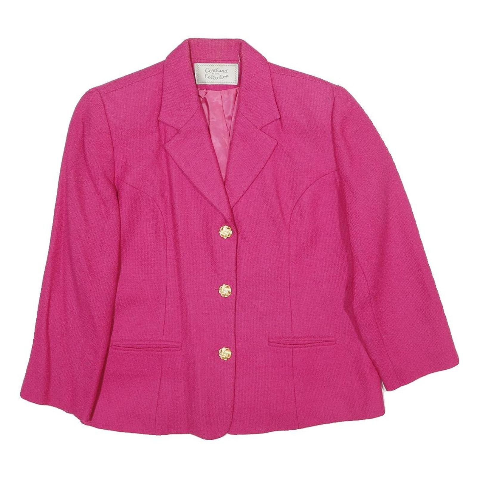 CORTLAND COLLECTION Womens Pink Wool Blend Button Jacket L Woven Classic Stylish Refurbished - N/A refurbished available on Cerqular