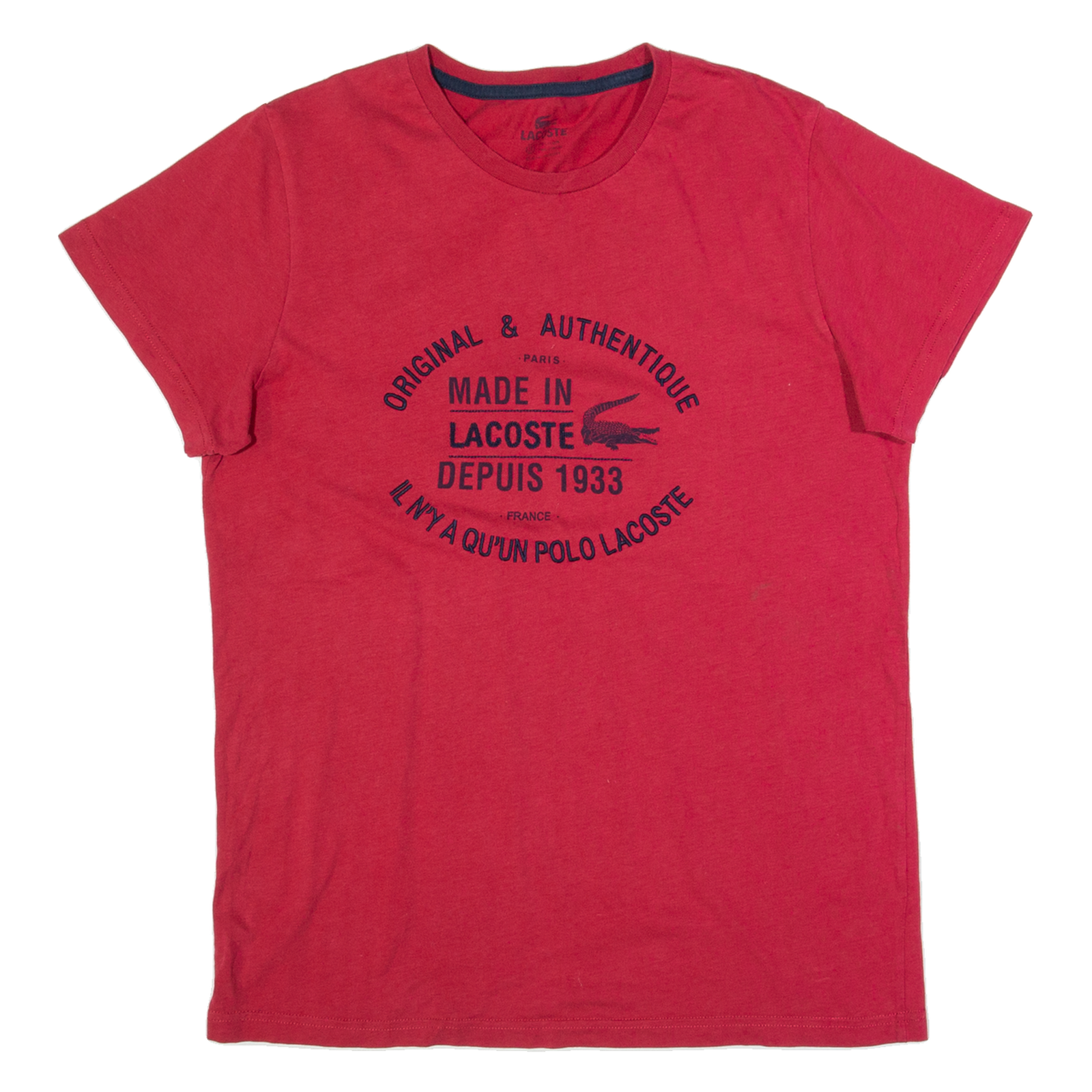 LACOSTE Mens T-Shirt Red M Refurbished - N/A refurbished available on Cerqular
