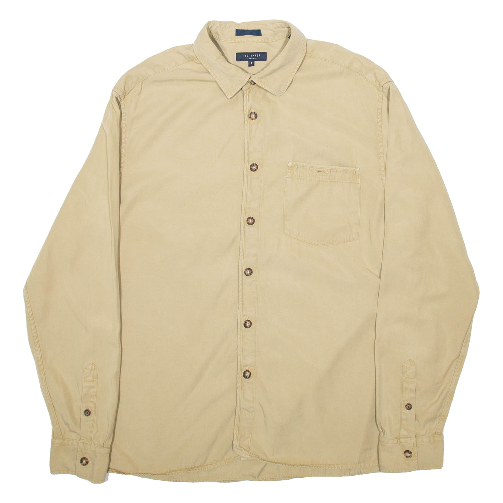 TED BAKER Mens Plain Shirt Beige Long Sleeve M Refurbished - N/A refurbished available on Cerqular