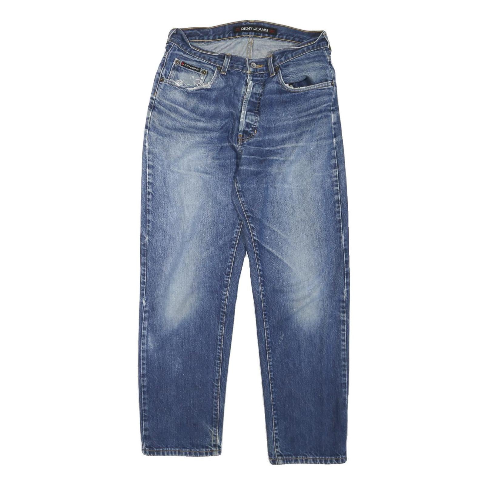 DKNY Mens Jeans Blue Regular Straight Denim Light W32 L29 Classic Fit Distressed Refurbished - N/A refurbished available on Cerqular