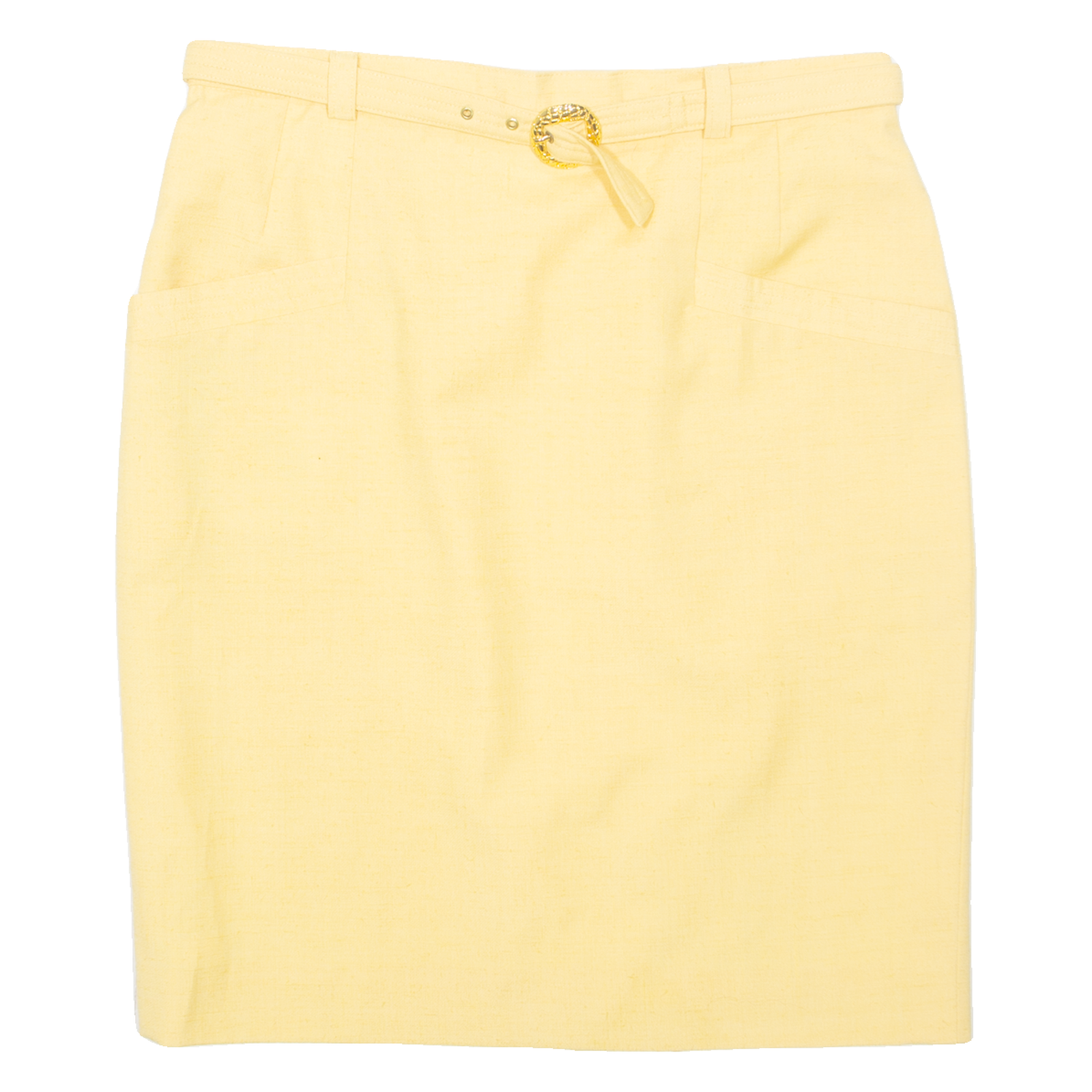 Belted Womens Straight Skirt Yellow Knee Length M Refurbished - N/A refurbished available on Cerqular