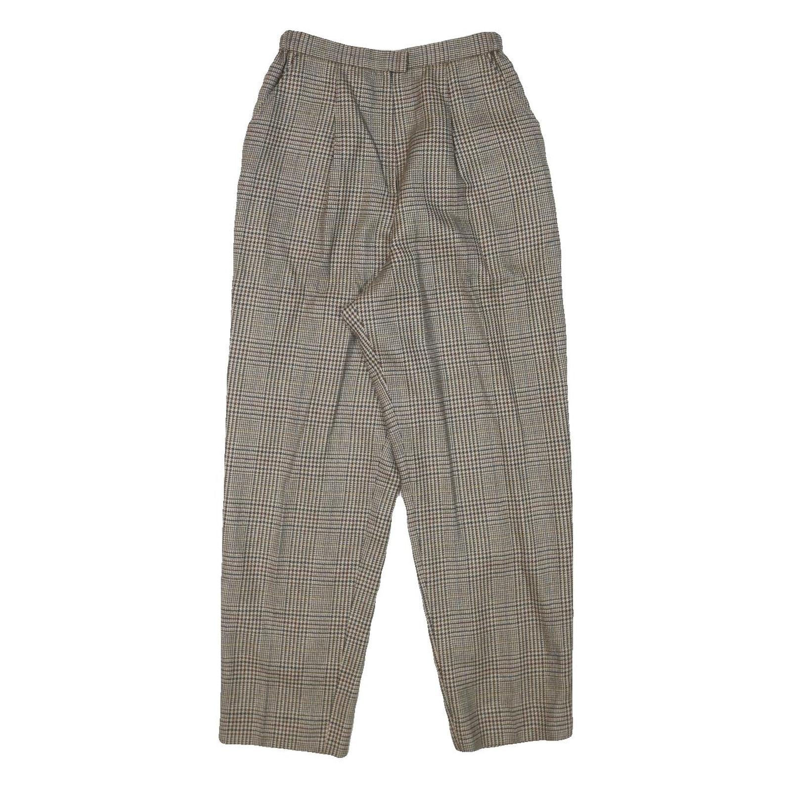 LEILIAM Womens Wool Blend Grey Checked Relaxed Trousers W22 L24 Refurbished - N/A refurbished available on Cerqular