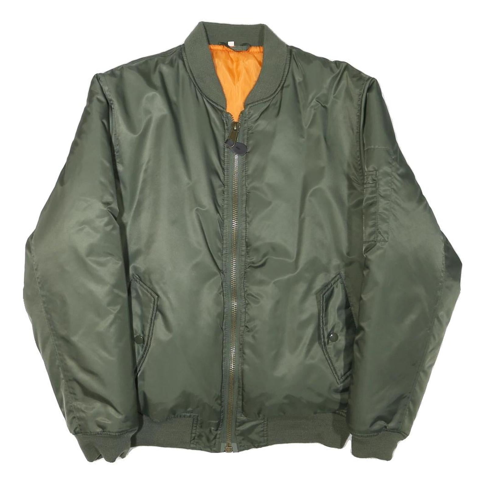 Mens Green Bomber Jacket S Polyester Blend Plain Lightweight Zip Fastening Refurbished - N/A refurbished available on Cerqular