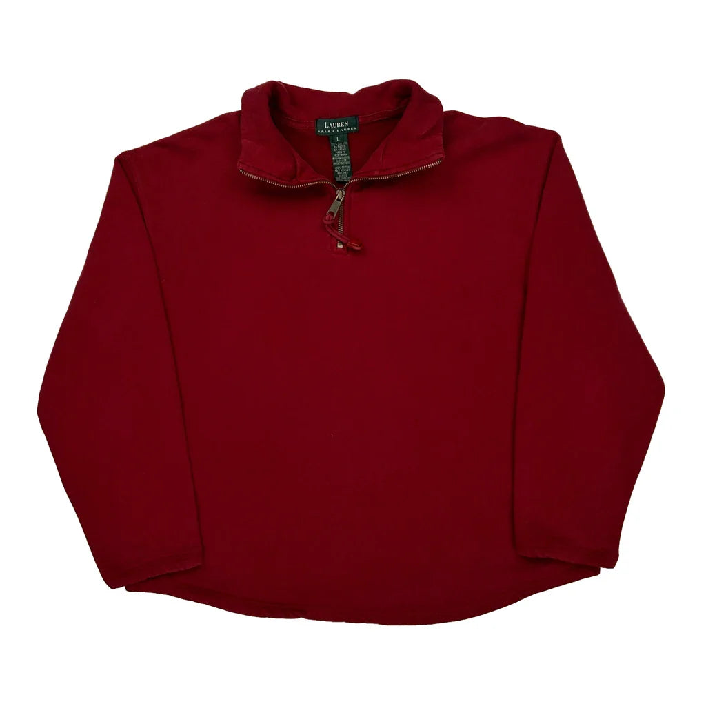 Ralph Lauren 1/4 Zip - Large Red Cotton Refurbished - Thrifted (note: this is a term often used to describe second- refurbished available on Cerqular