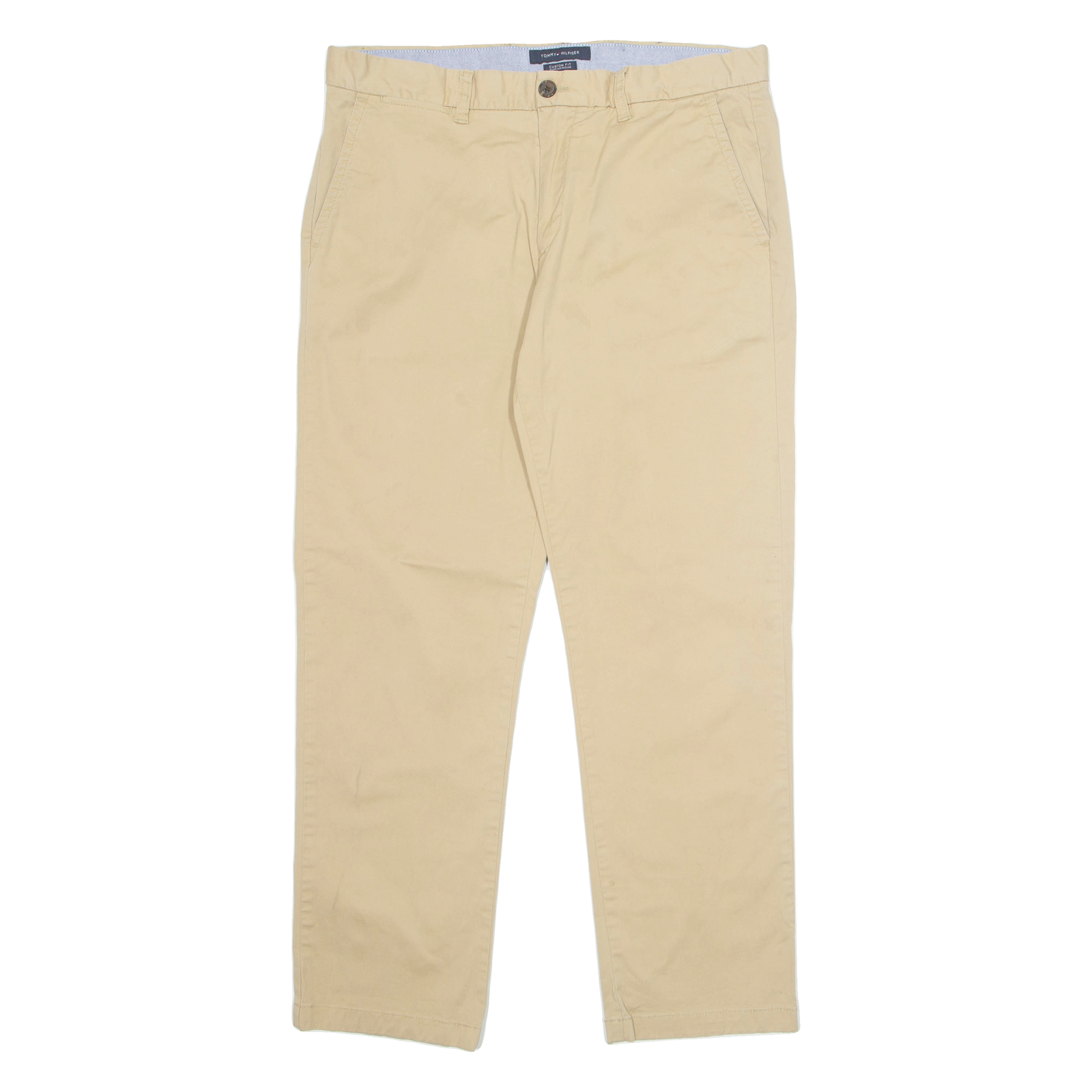 TOMMY HILFIGER Chino Workwear Custom Fit Mens Trousers Beige Straight W33 L30 Refurbished - N/A refurbished available on Cerqular