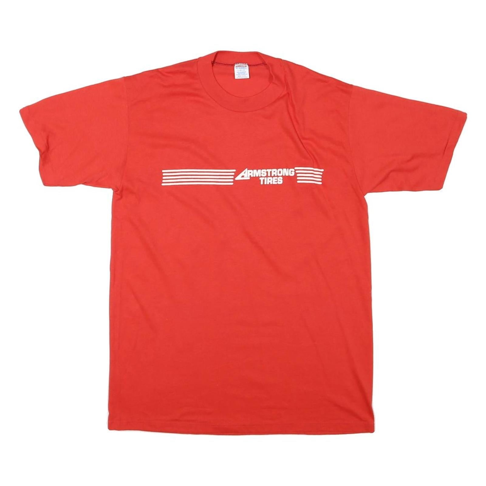 JERZEES Single Stitch Mens Red Armstrong Tires T-Shirt L Short Sleeve Crew Neck Refurbished - N/A refurbished available on Cerqular