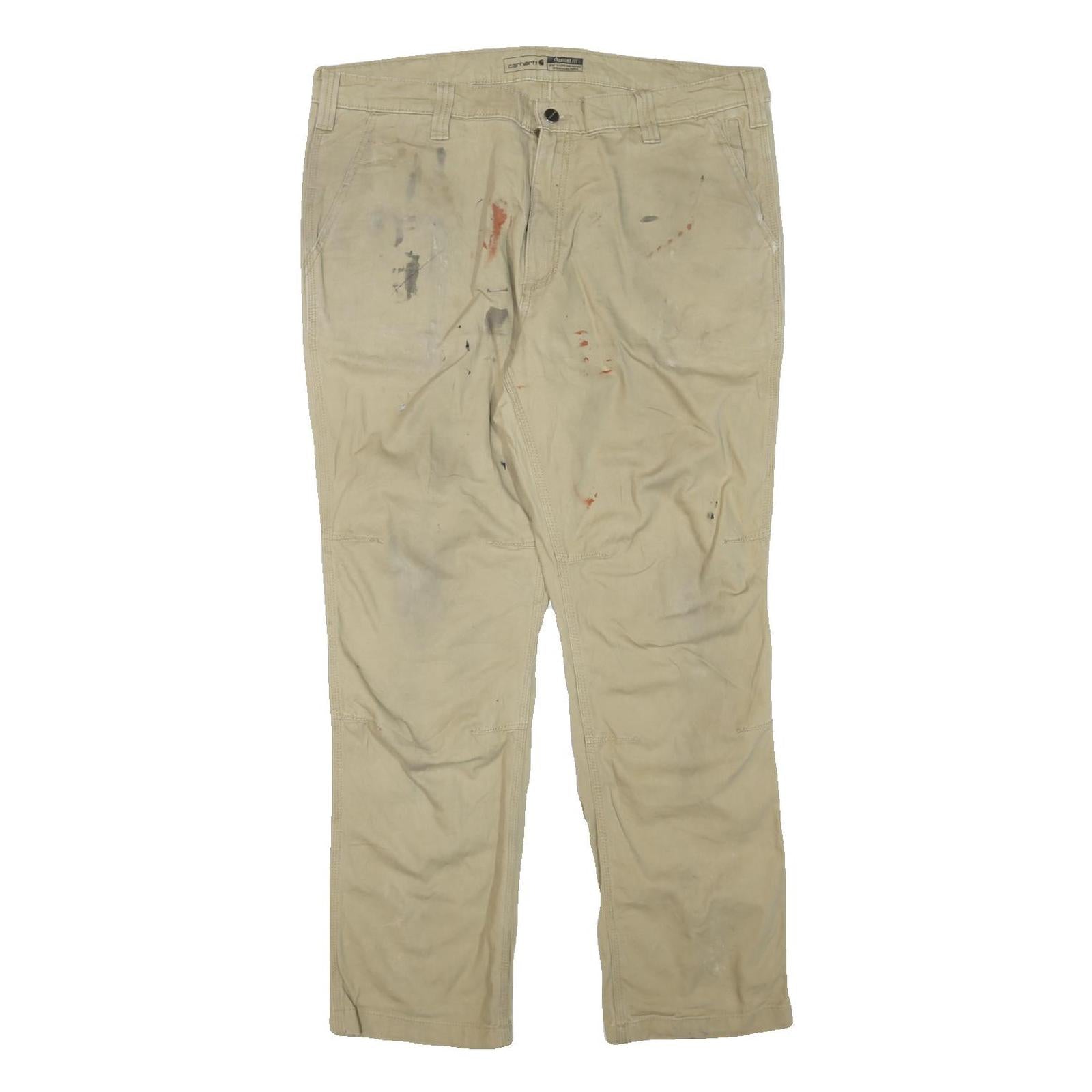 CARHARTT Mens Beige Regular Fit Work Trousers W40 L30 Cotton Blend Zip Closure Refurbished - N/A refurbished available on Cerqular