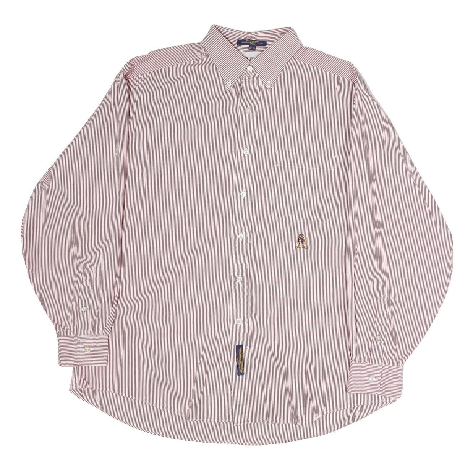 TOMMY HILFIGER Mens Red & White Stripe Shirt XL Button Down Collar Classic Fit Refurbished - N/A refurbished available on Cerqular
