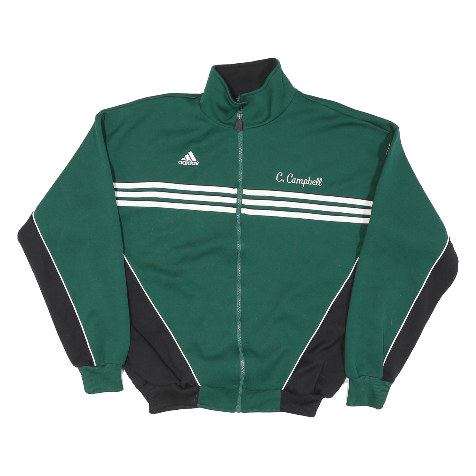 ADIDAS Mens Green & Black Zip Jacket L Polyester Blend Sports Casual Track Top Refurbished - N/A refurbished available on Cerqular