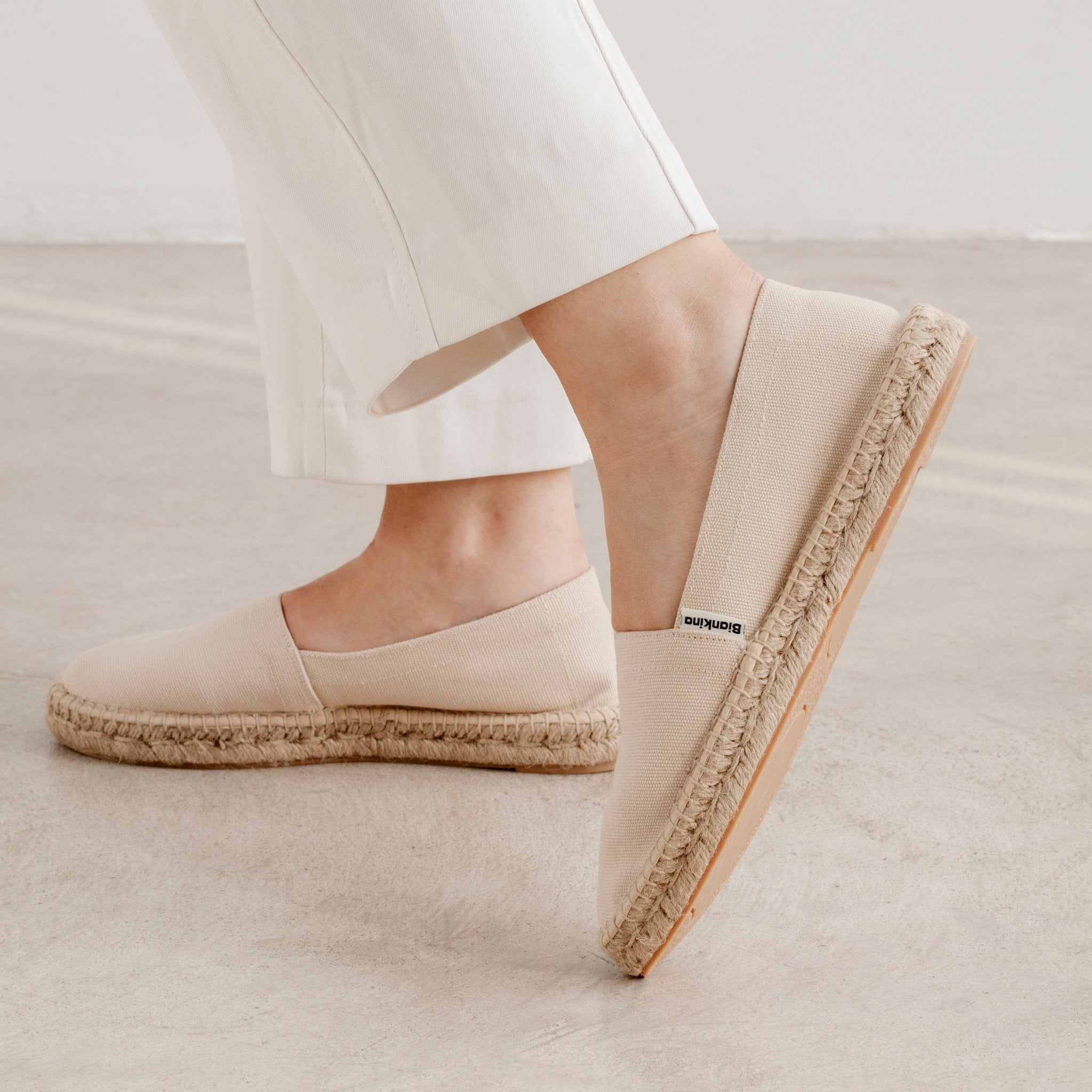 Mila Sustainable, Eco Friendly, Vegan Canvas Espadrille Flats - Beige Tan | Size: 9.5 US (41EU) | Color: Beige Tan Refurbished - N/A refurbished available on Cerqular