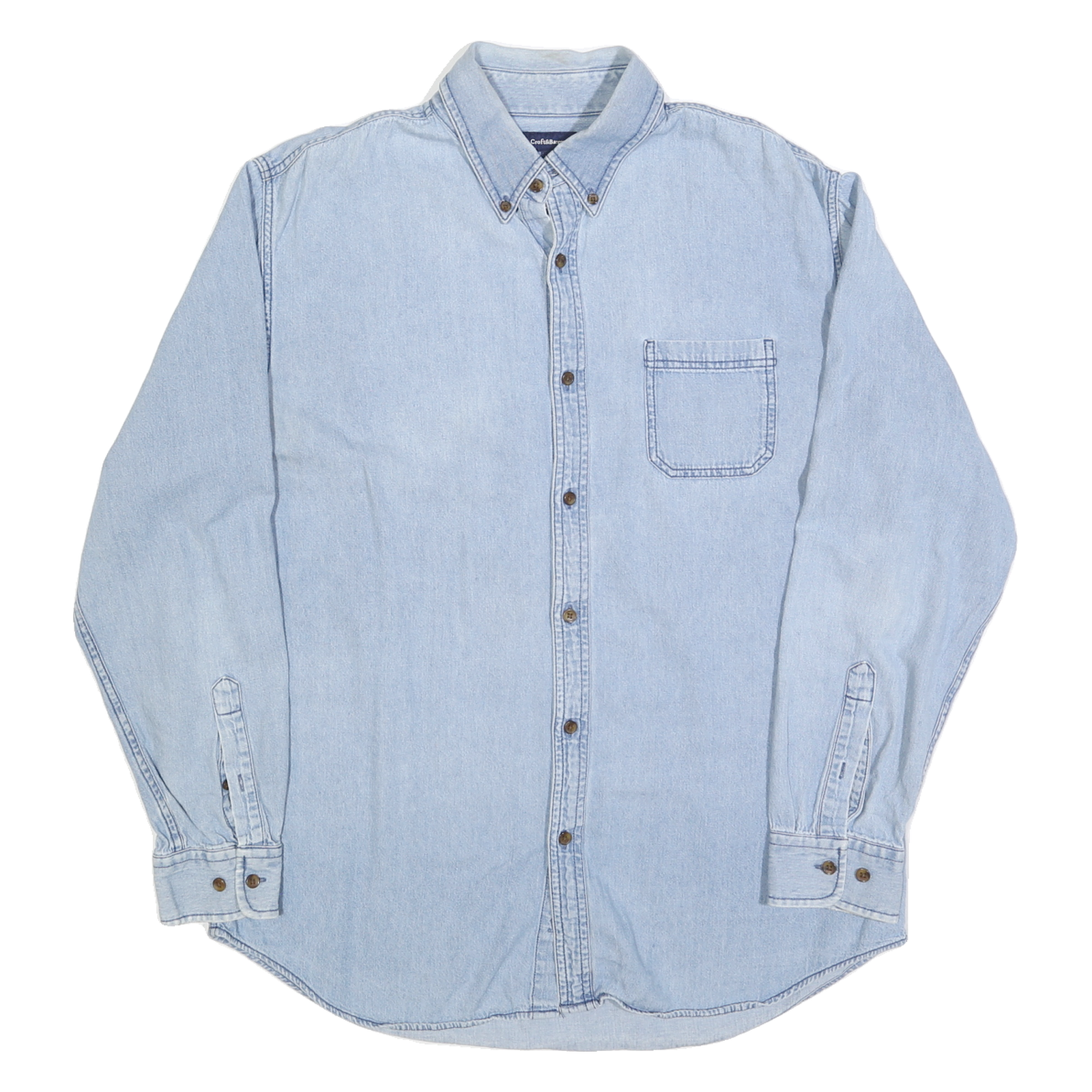 CROFT & BARROW Mens Blue Denim Shirt L Casual Button Down Pocket Refurbished - N/A refurbished available on Cerqular