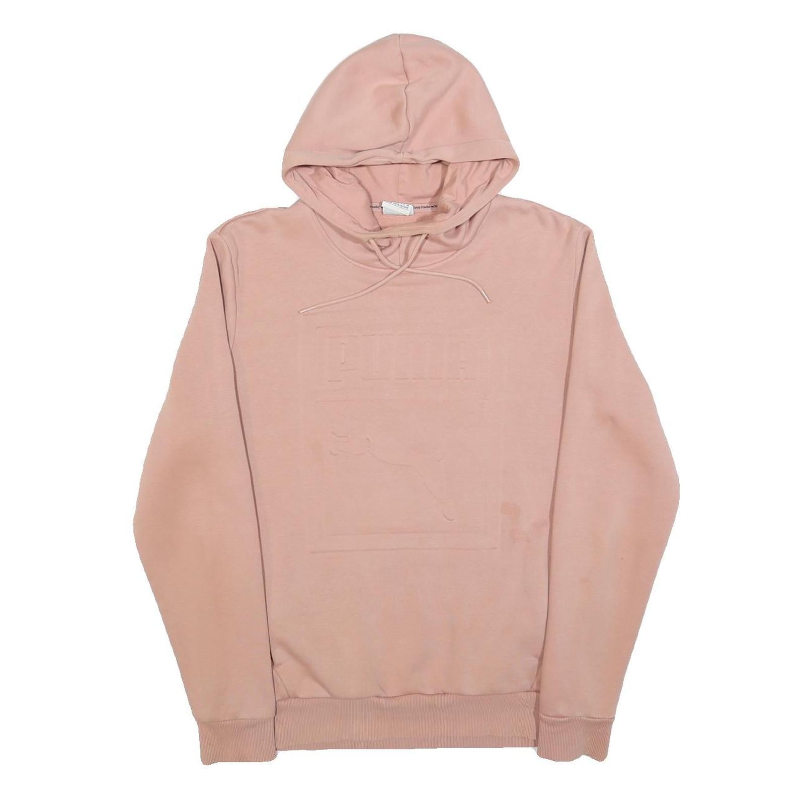 PUMA Mens Pink Pullover Hoodie M Embossed Logo Cotton Blend Casual Jumper Refurbished - N/A refurbished available on Cerqular