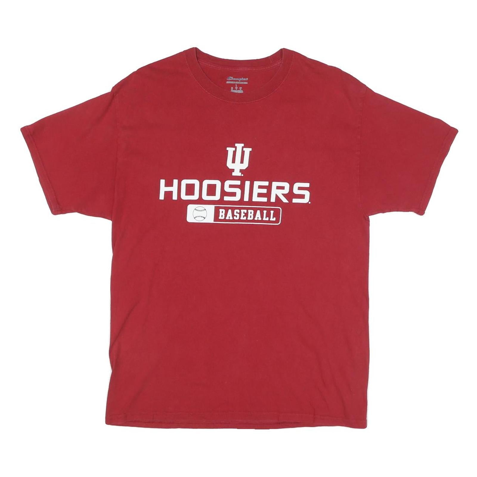 CHAMPION Mens Red IU Hoosiers Baseball Graphic T-Shirt L Crew Neck Short Sleeve Refurbished - N/A refurbished available on Cerqular