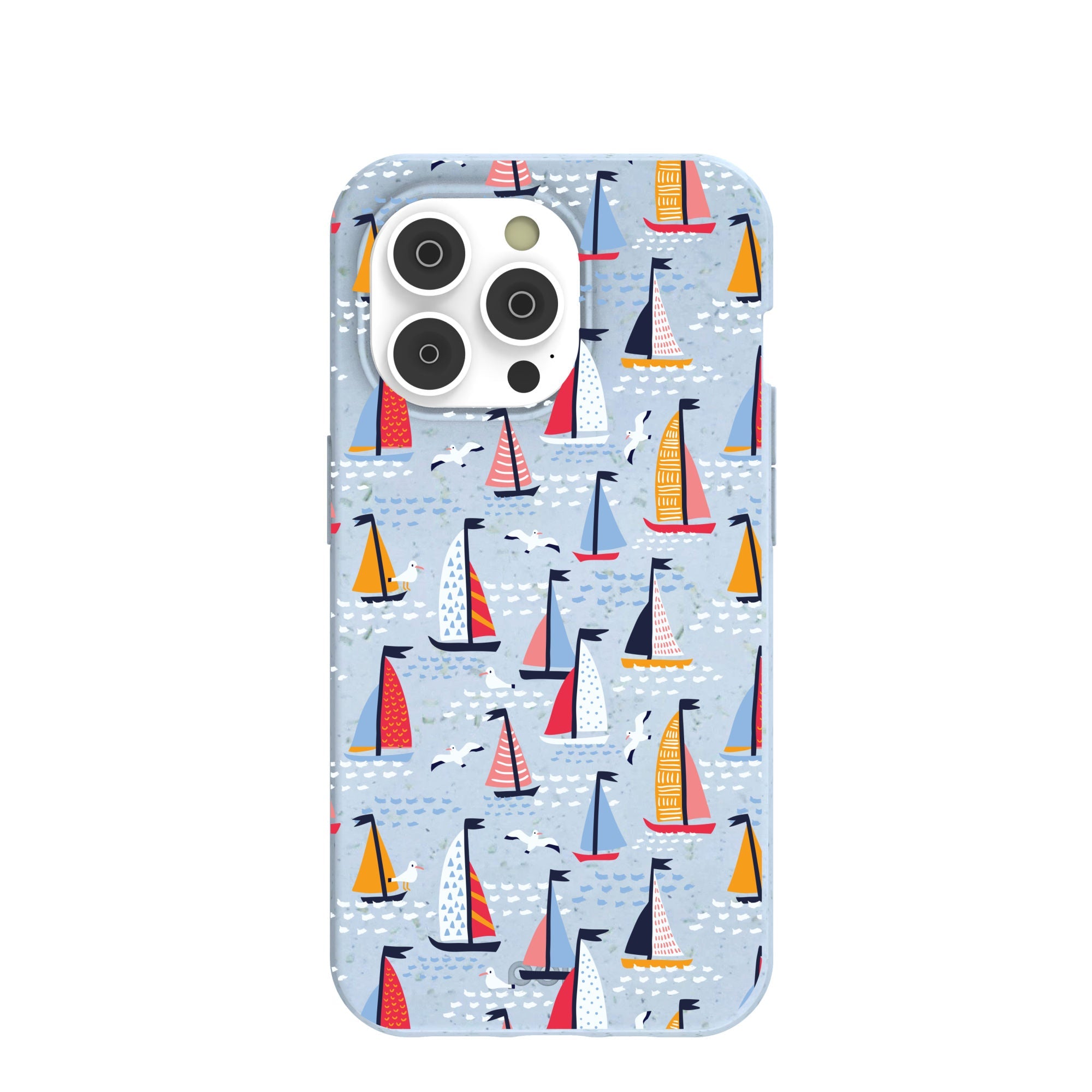 Powder Blue Sails and Seagulls iPhone 14 Pro Case Refurbished - Pela Case refurbished available on Cerqular