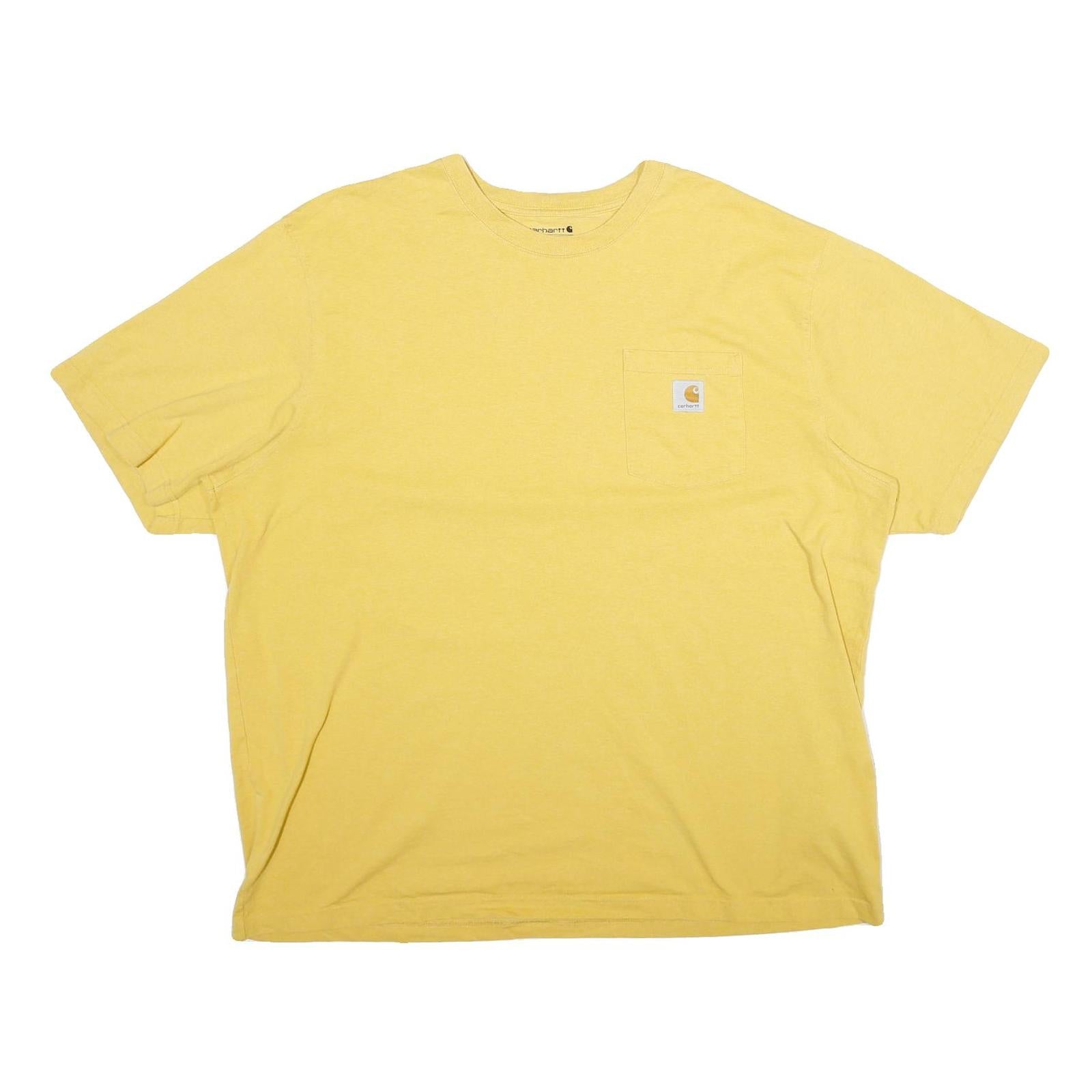 CARHARTT Mens Yellow Pocket T-Shirt 2XL Short Sleeve Crew Neck Casual Shirt Refurbished - N/A refurbished available on Cerqular