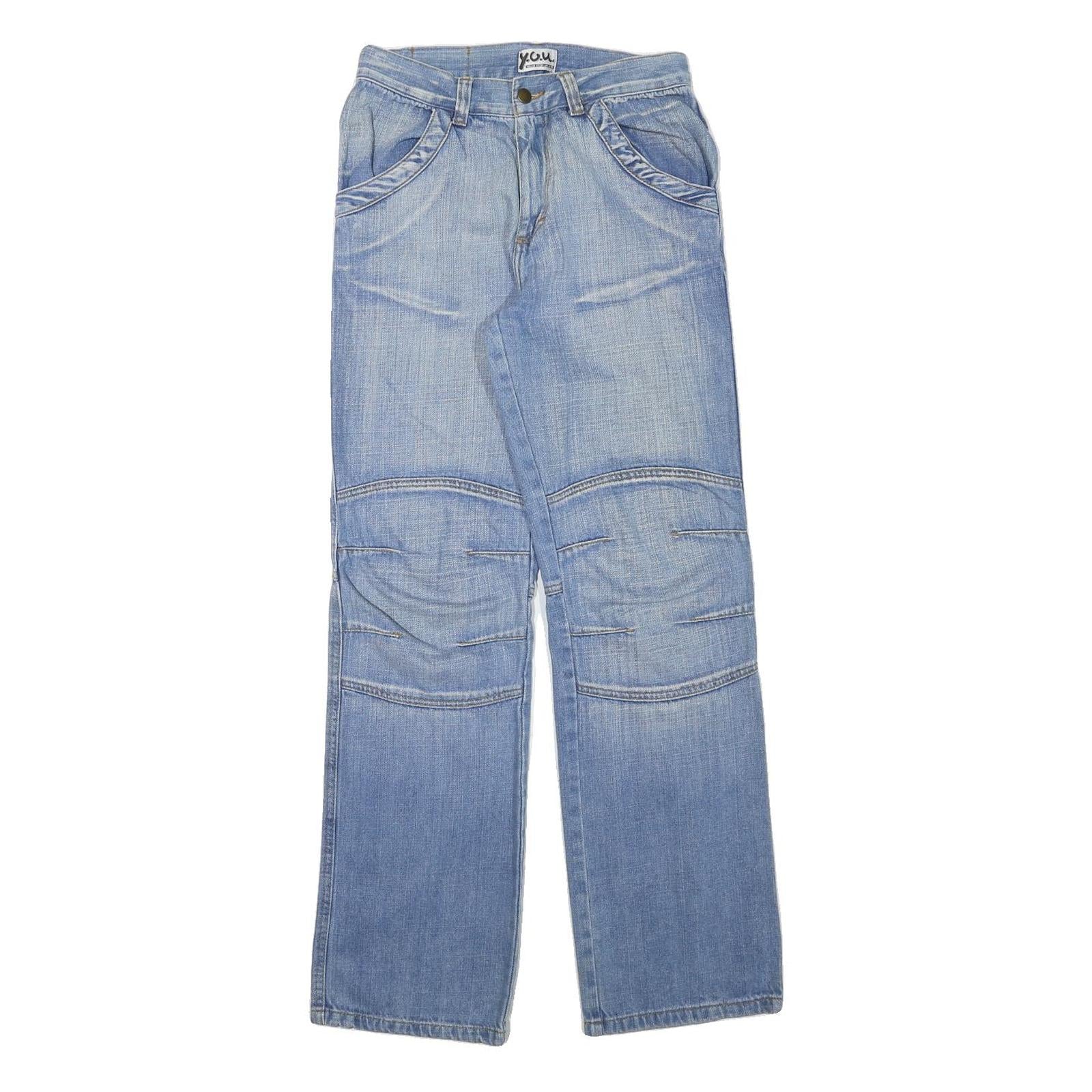 YOU Womens Regular Fit Blue Denim Rinse Wash Jeans W28 L31 Straight Leg Zip Refurbished - N/A refurbished available on Cerqular