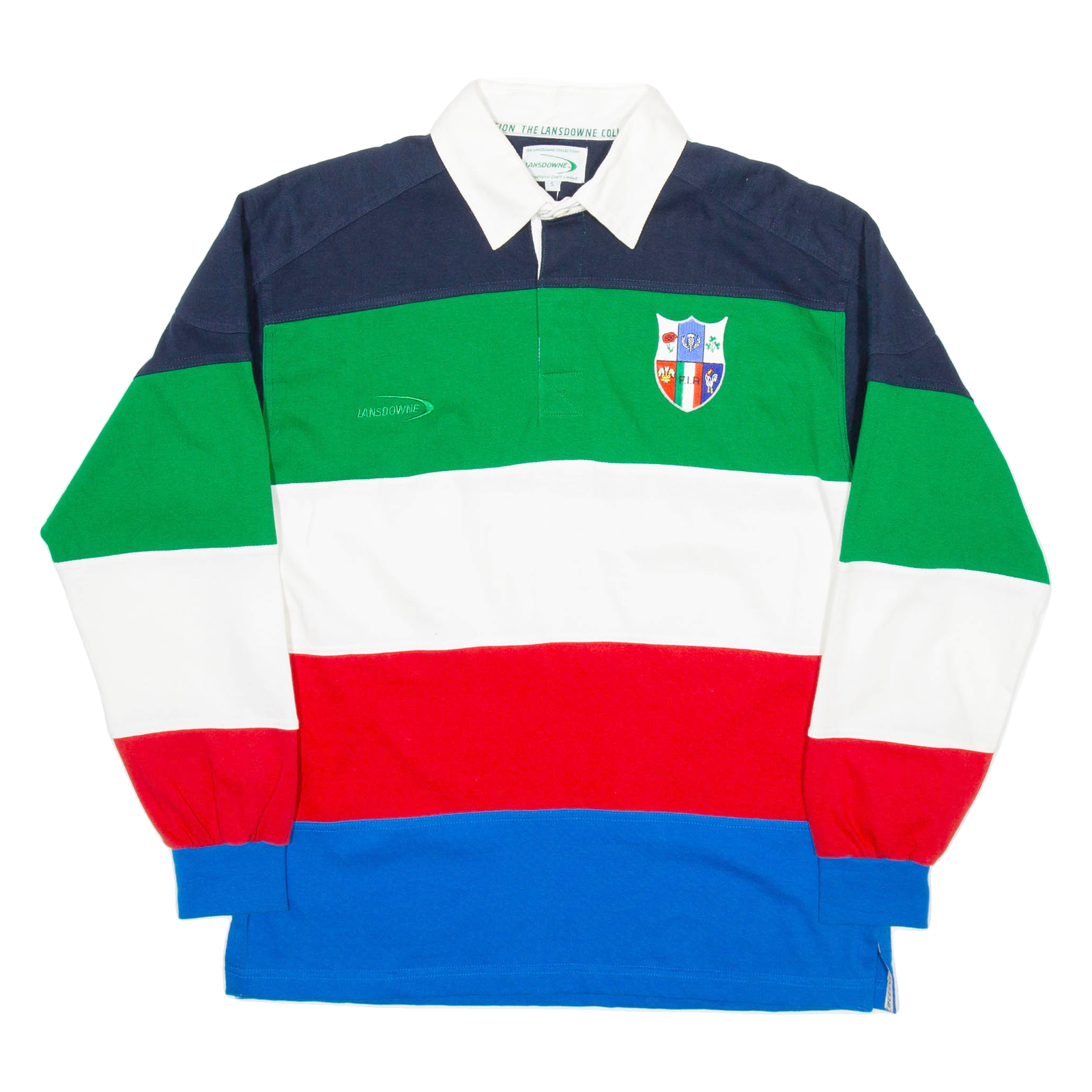 LANSDOWNE Federazione Italiana Rugby Mens Polo Shirt Green Striped Long Sleeve S Refurbished - N/A refurbished available on Cerqular
