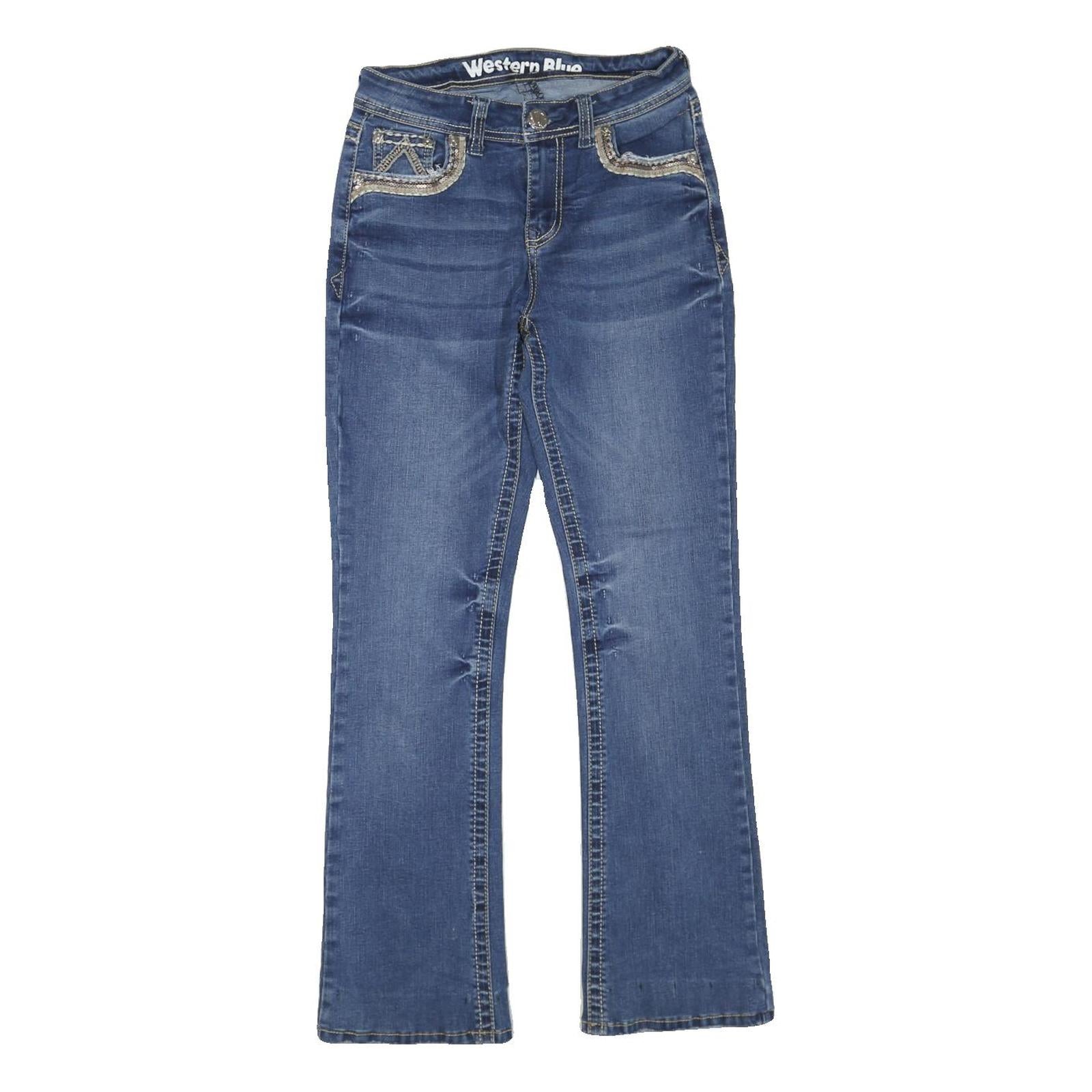 WESTERN BLUE Womens Regular Fit Bootcut Denim Medium Wash W26 L28 Embroidered Refurbished - N/A refurbished available on Cerqular