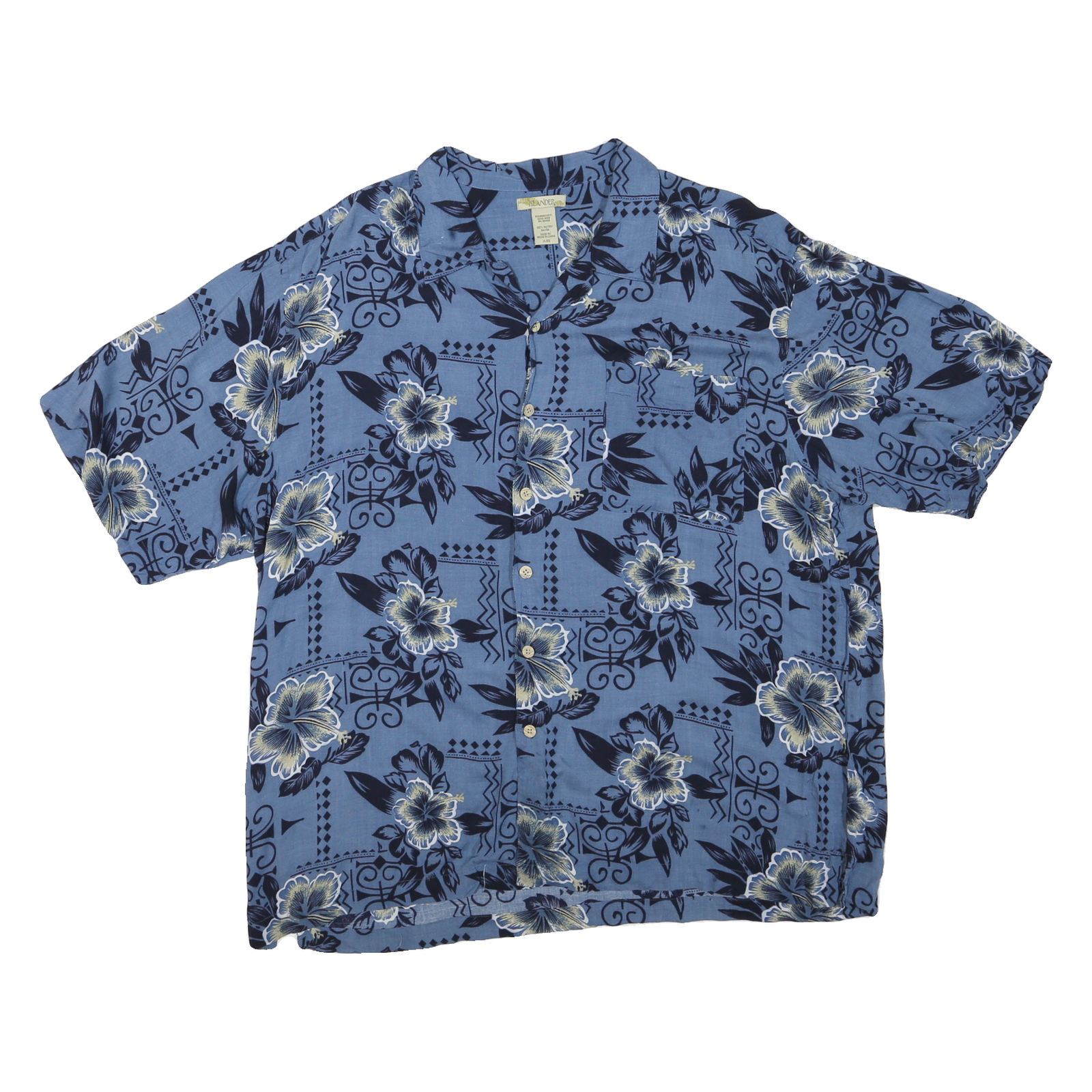 ISLANDER Mens Blue Hawaiian Rayon Shirt XL Floral Print Relaxed Fit Casual Refurbished - N/A refurbished available on Cerqular