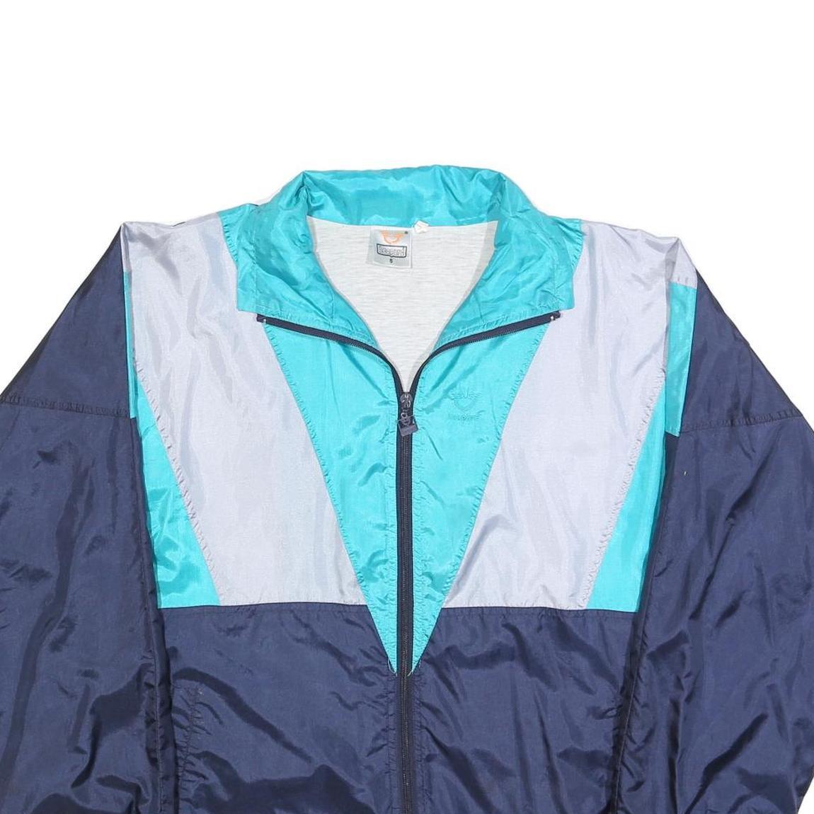 LEOPARD Mens Blue & Teal Track Jacket L Polyester Blend Colourblock Zip Casual Refurbished - N/A refurbished available on Cerqular