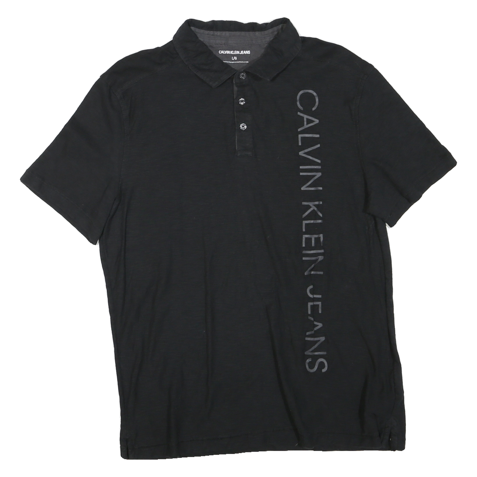 CALVIN KLEIN Mens Black Short Sleeve Plain Polo Shirt L Cotton Blend Casual Refurbished - N/A refurbished available on Cerqular