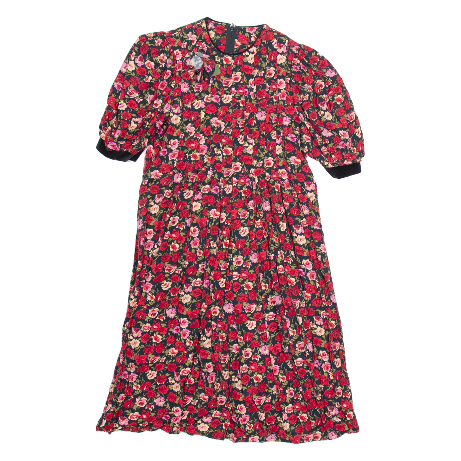 MAGGIE & ZOE Womens Day Dress Red 90s Floral Knee Length UK 10 Refurbished - N/A refurbished available on Cerqular
