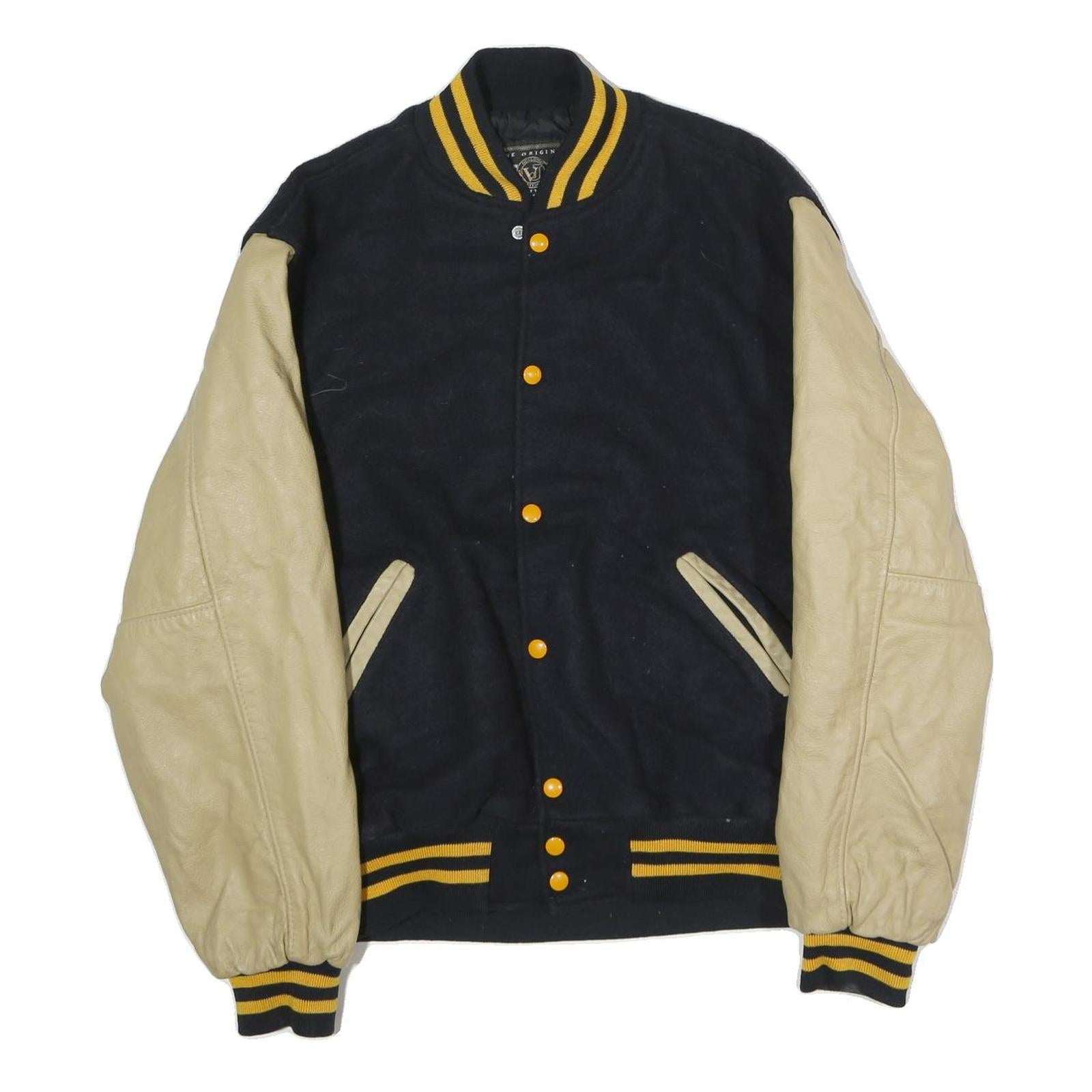 HOLLOWAY Mens Black & Beige United States Navy Bomber Jacket XL Cotton Blend Refurbished - N/A refurbished available on Cerqular