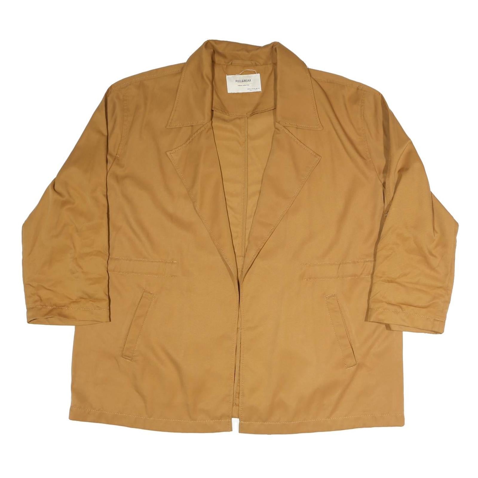 PULL&BEAR Womens Beige Coach Jacket XL Polyester Blend Woven Plain Relaxed Fit Refurbished - N/A refurbished available on Cerqular