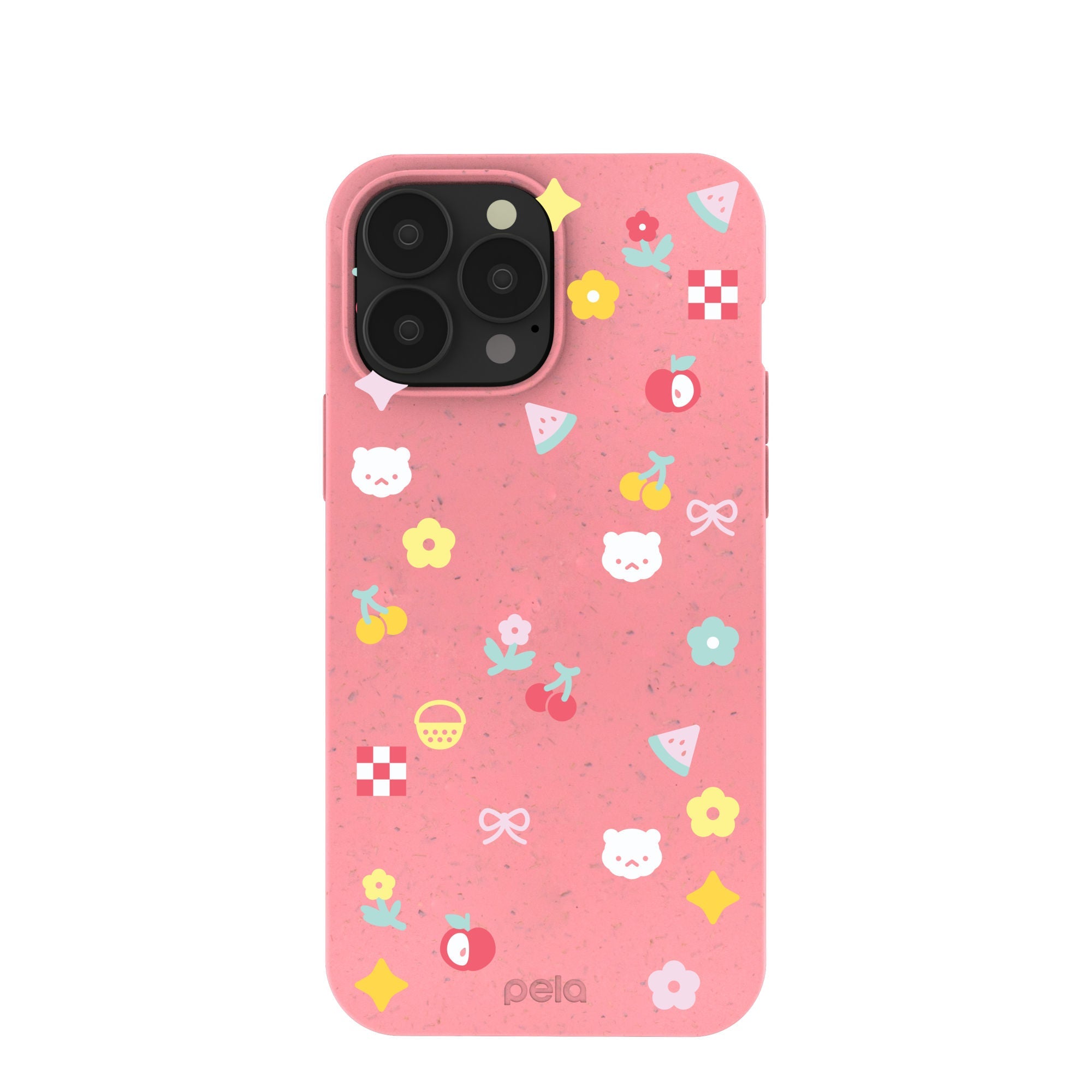 Bubblegum Pink Pretty Picnic iPhone 13 Pro Max Case Refurbished - Pela Case refurbished available on Cerqular