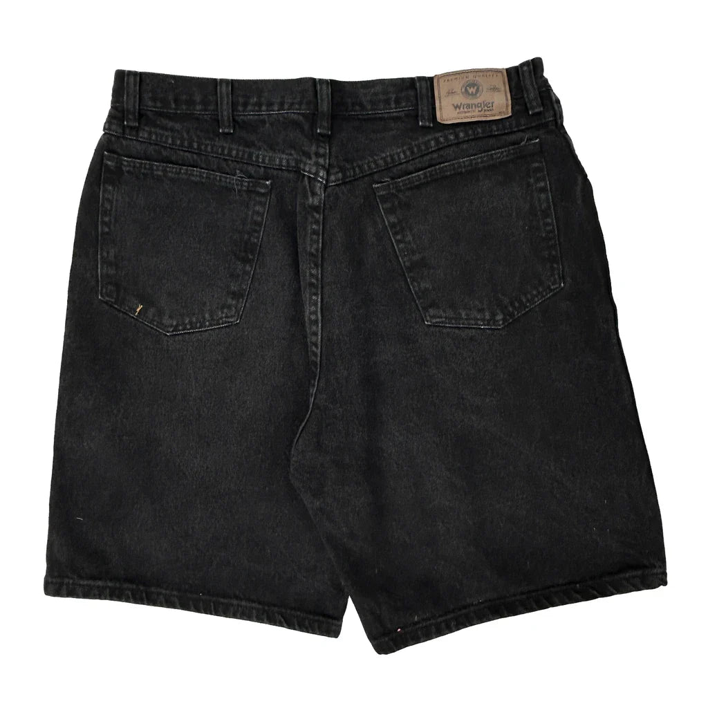 Wrangler Denim Shorts - 34W 8L Black Cotton Refurbished - Thrifted (note: this is a term often used to describe second- refurbished available on Cerqular