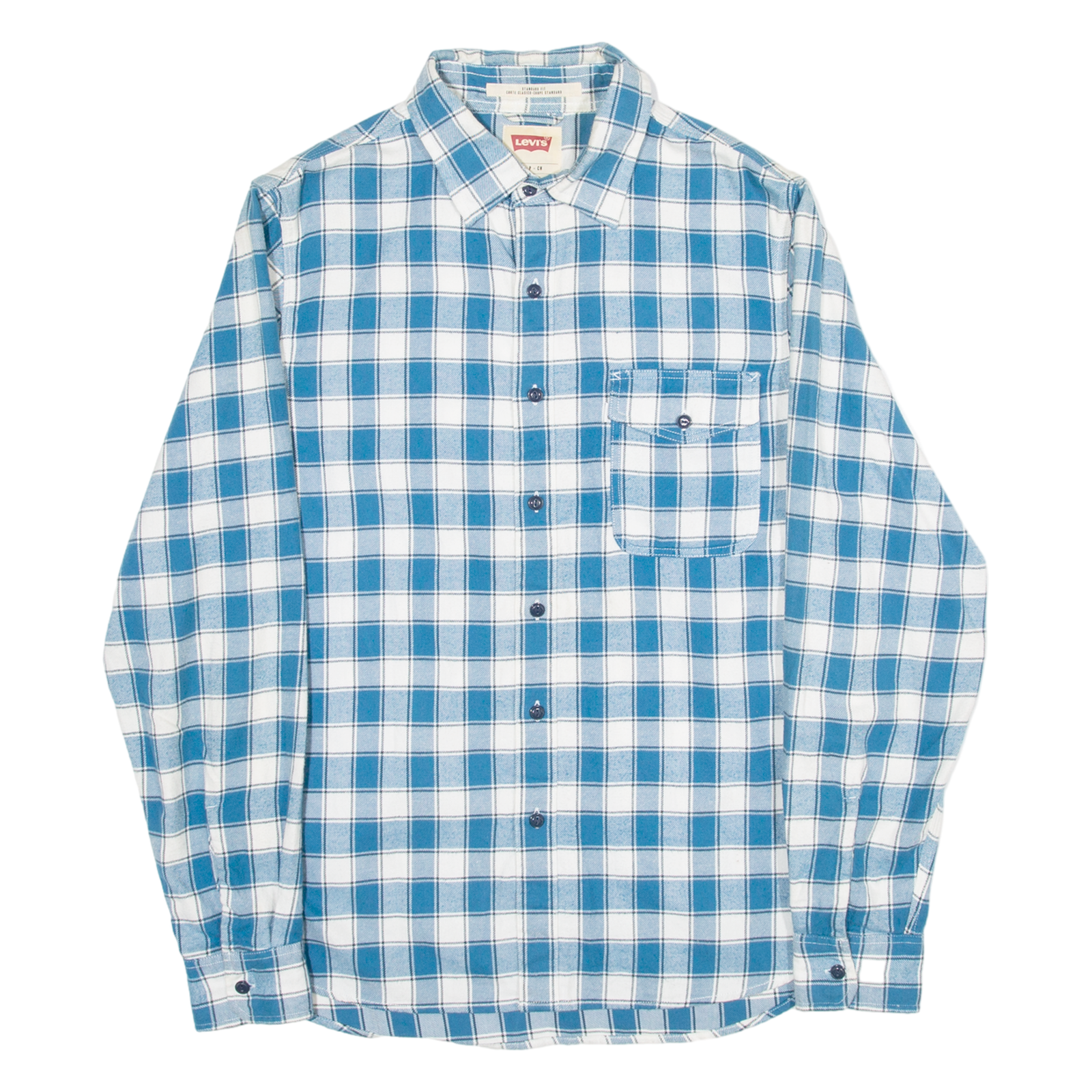 LEVI'S Standard Fit Mens Shirt Blue Check Long Sleeve S Refurbished - N/A refurbished available on Cerqular