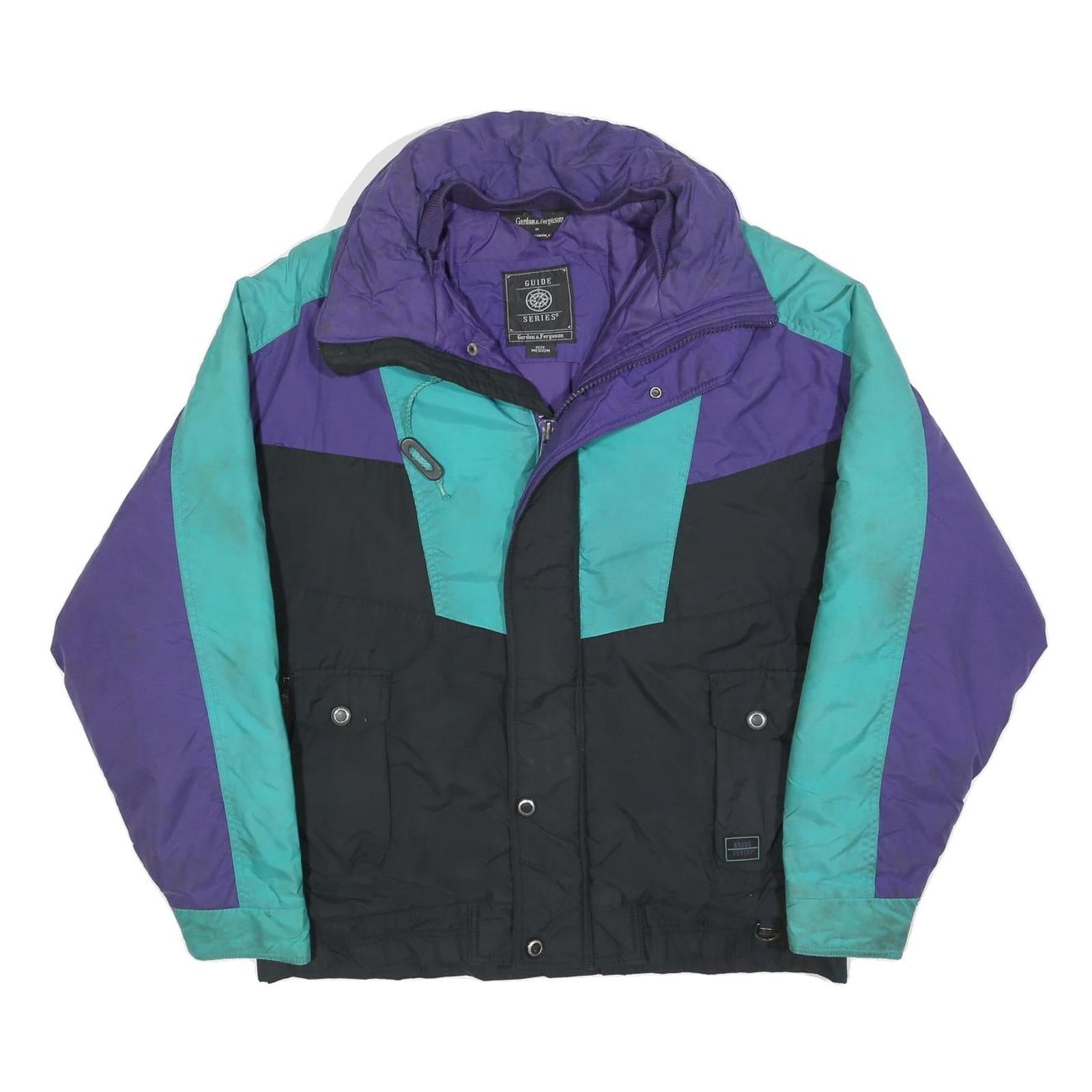 GUIDE SERIES Mens Purple & Teal Black Jacket M Polyester Blend Colourblock Zip Refurbished - N/A refurbished available on Cerqular