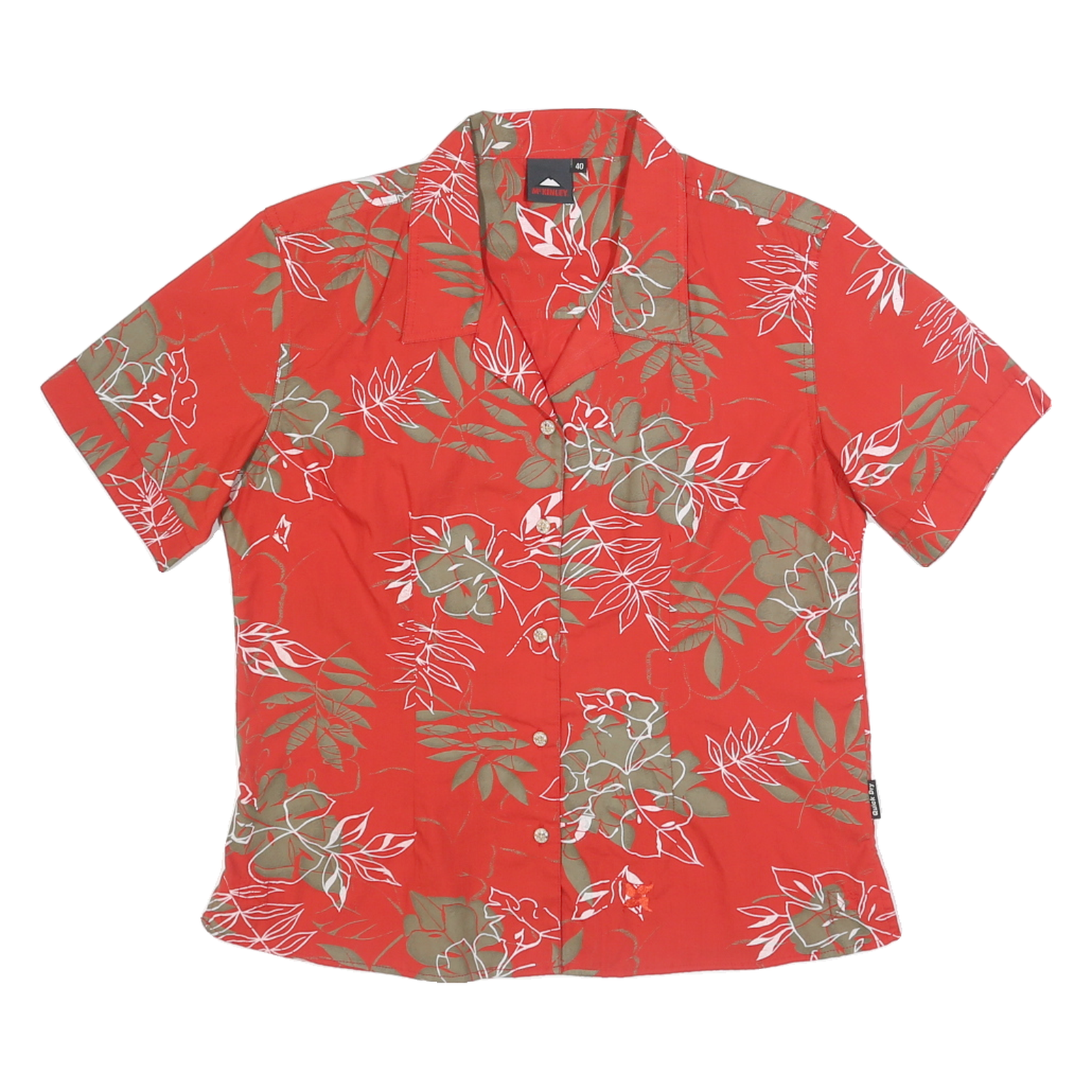 MCKINLEY Womens Red & Beige Floral Cotton Blend Shirt S Short Sleeve Casual Refurbished - N/A refurbished available on Cerqular