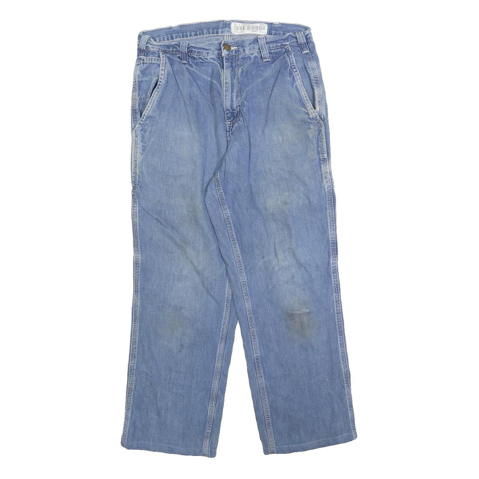 CARHARTT Mens Relaxed Blue Denim Zip Jeans W30 L26 Workwear Utility Refurbished - N/A refurbished available on Cerqular