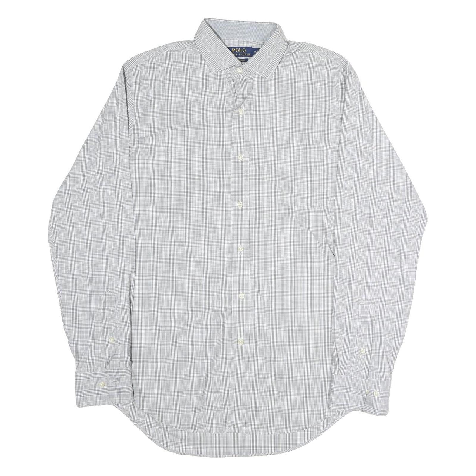 POLO RALPH LAUREN Mens Grey Check Shirt M Long Sleeve Button Collar Classic Fit Refurbished - N/A refurbished available on Cerqular