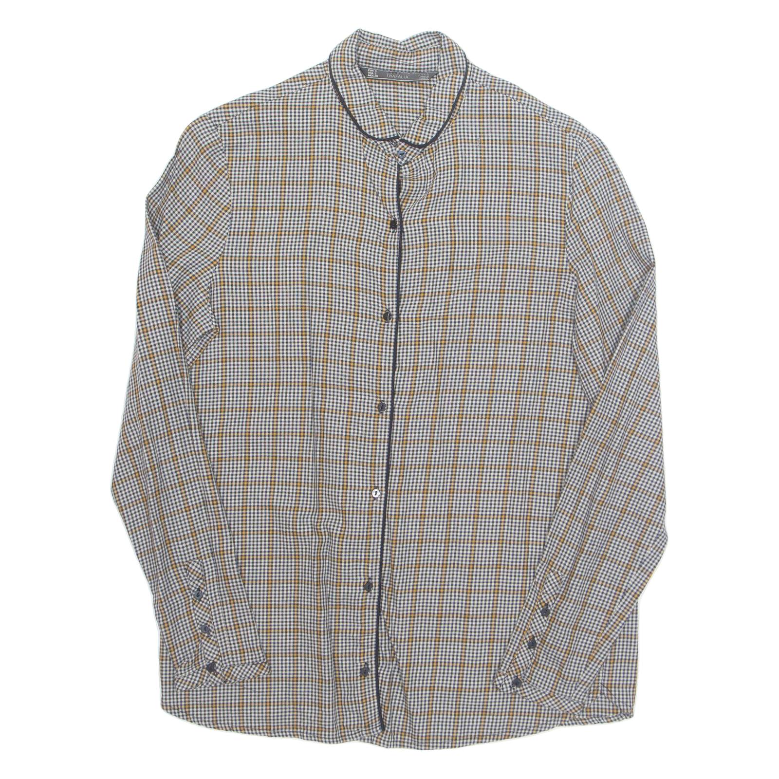 ZARA Womens Printed Shirt Brown Collared Long Sleeve Check S Refurbished - N/A refurbished available on Cerqular