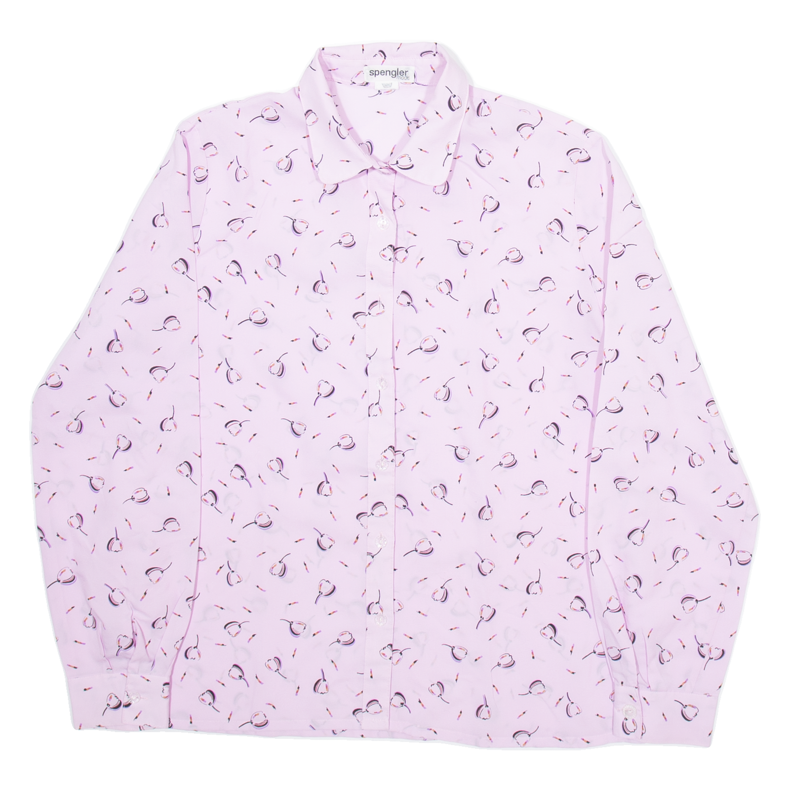 SPENGLER Womens Shirt Purple Floral Long Sleeve M Refurbished - N/A refurbished available on Cerqular