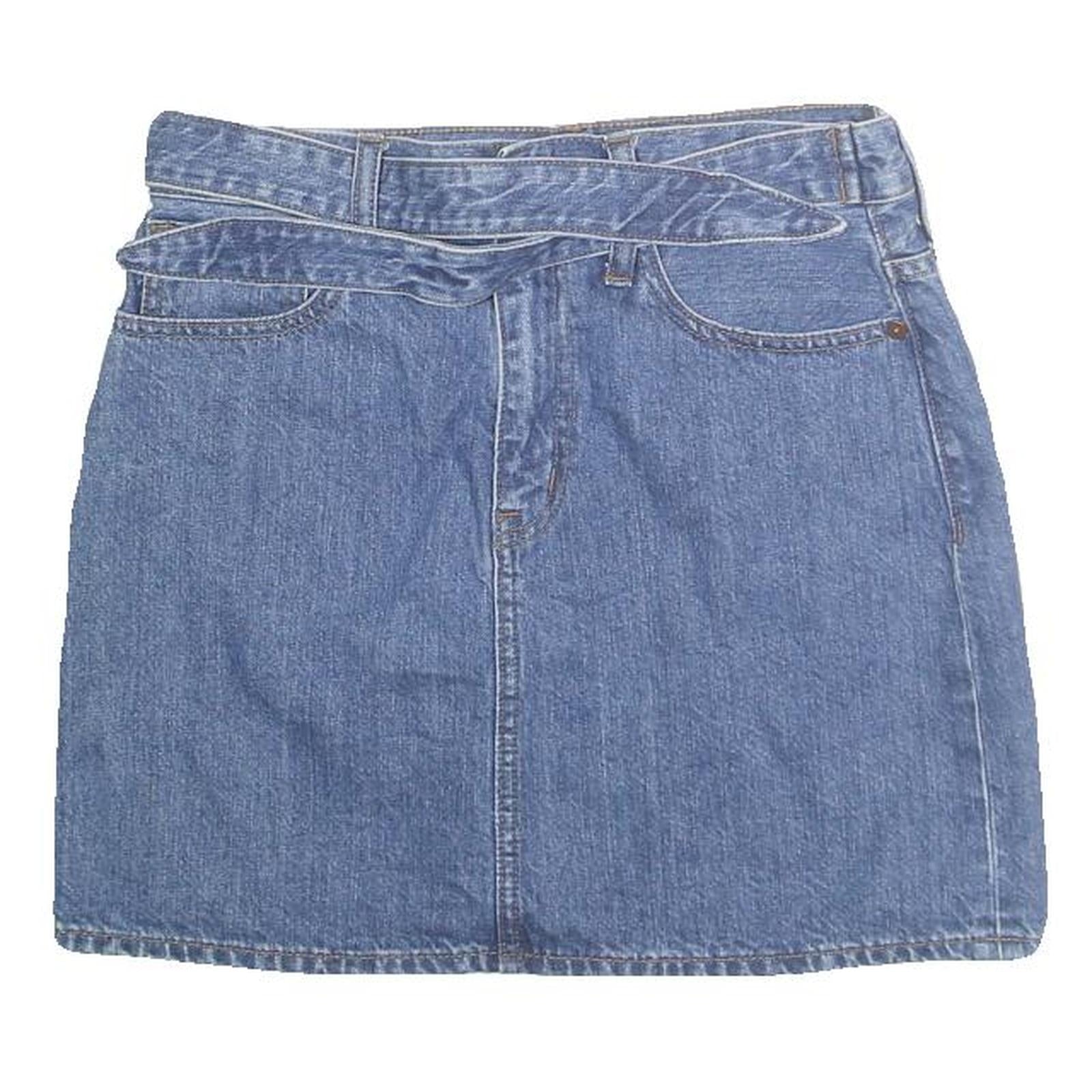 MADSWELL Womens Blue Denim Mini Cotton Blend Skirt Belted Casual M Refurbished - N/A refurbished available on Cerqular