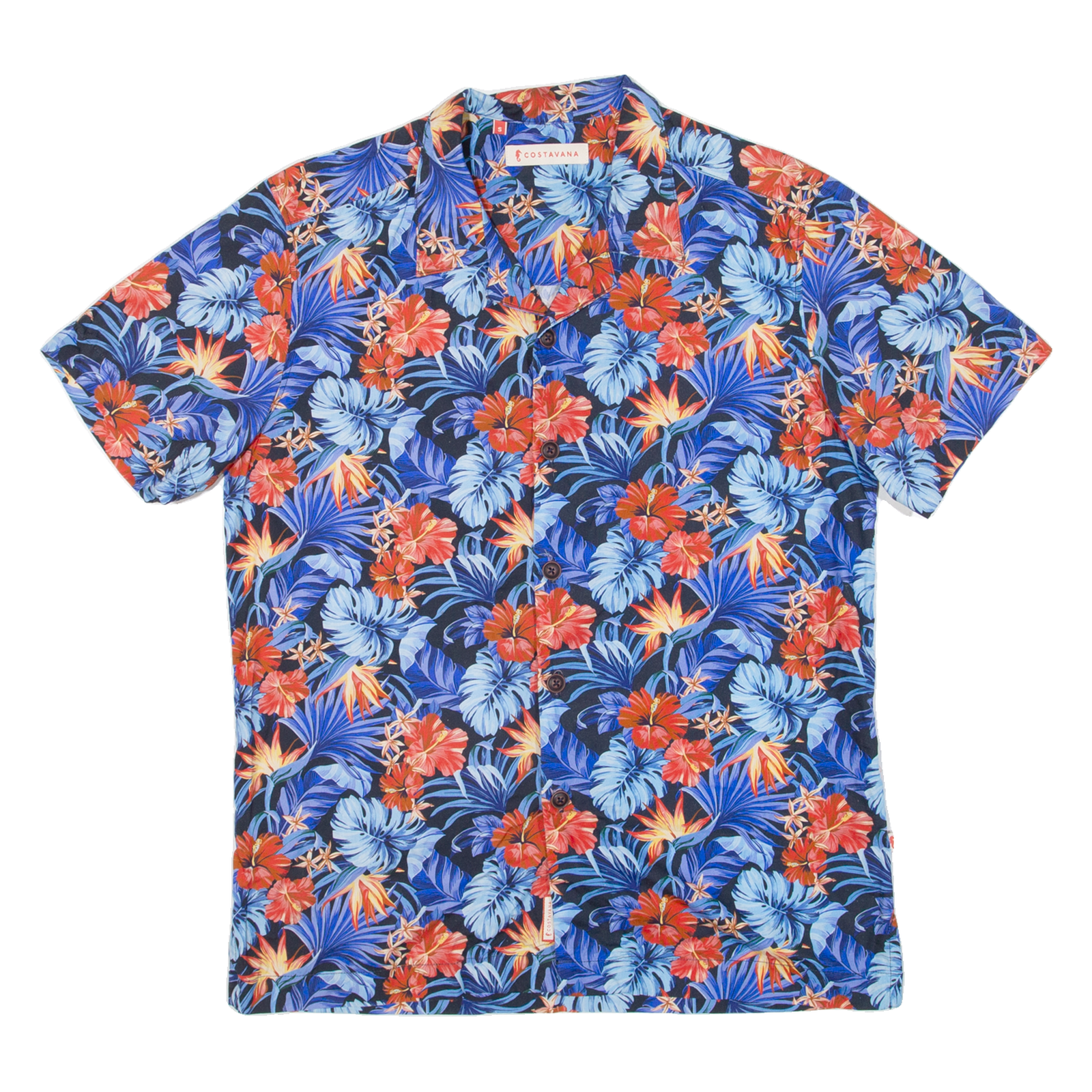 COSTAVANA Mens Hawaiian Shirt Blue Floral S Refurbished - N/A refurbished available on Cerqular