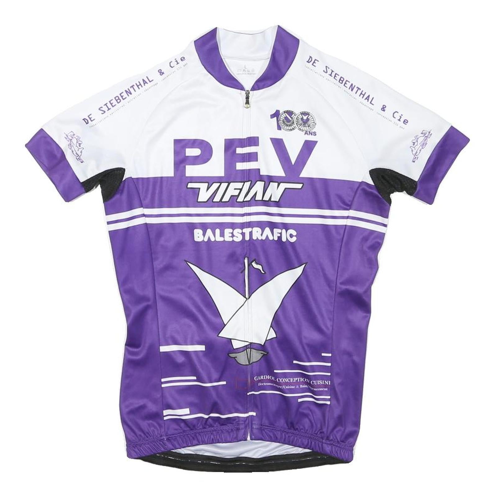 Womens White & Purple Cycling T-Shirt L Short Sleeve Zip Collar Branded Graphic Refurbished - N/A refurbished available on Cerqular