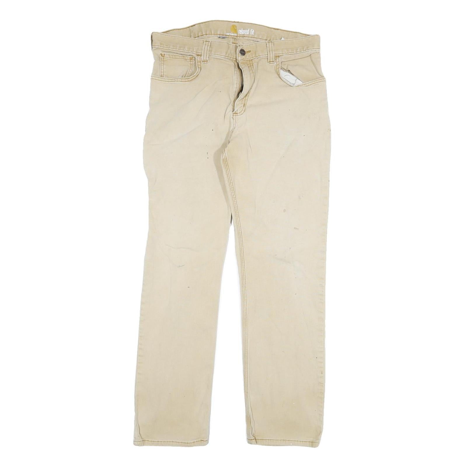 Buy CARHARTT Mens Cotton Blend Beige Relaxed Fit Straight Leg Trousers W32 L29 Refurbished - $40.29 CARHARTT Mens Cotton Blend Beige Relaxed Fit Straight Leg Trousers W32 L29 Refurbished - N/A refurbished available on Cerqular