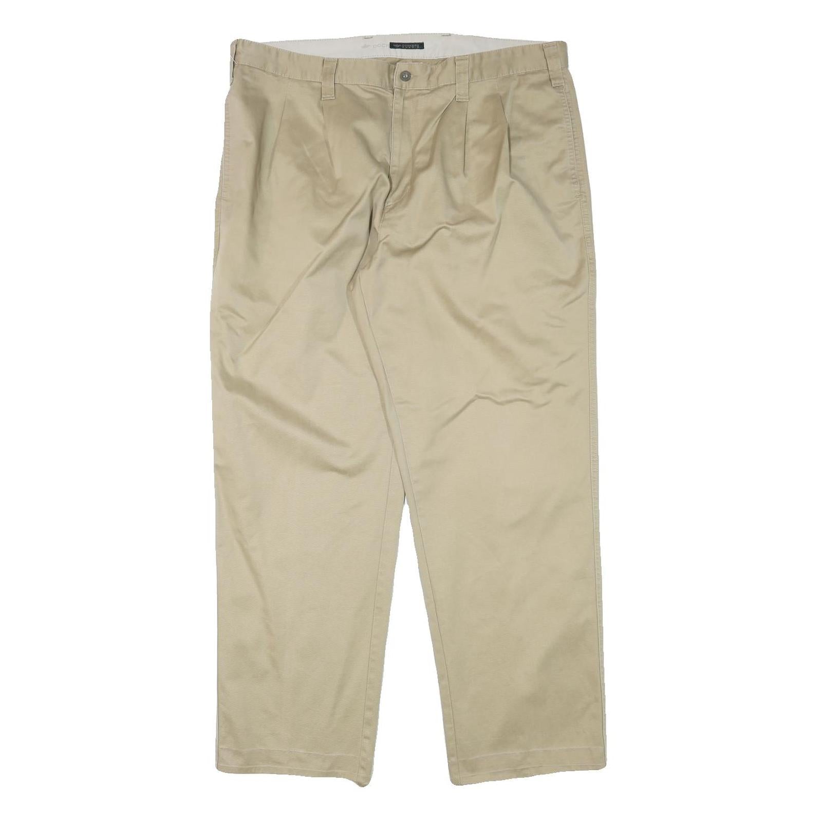 DOCKERS Mens Relaxed Beige Cotton Blend Trousers W38 L30 Zip Closure Refurbished - N/A refurbished available on Cerqular