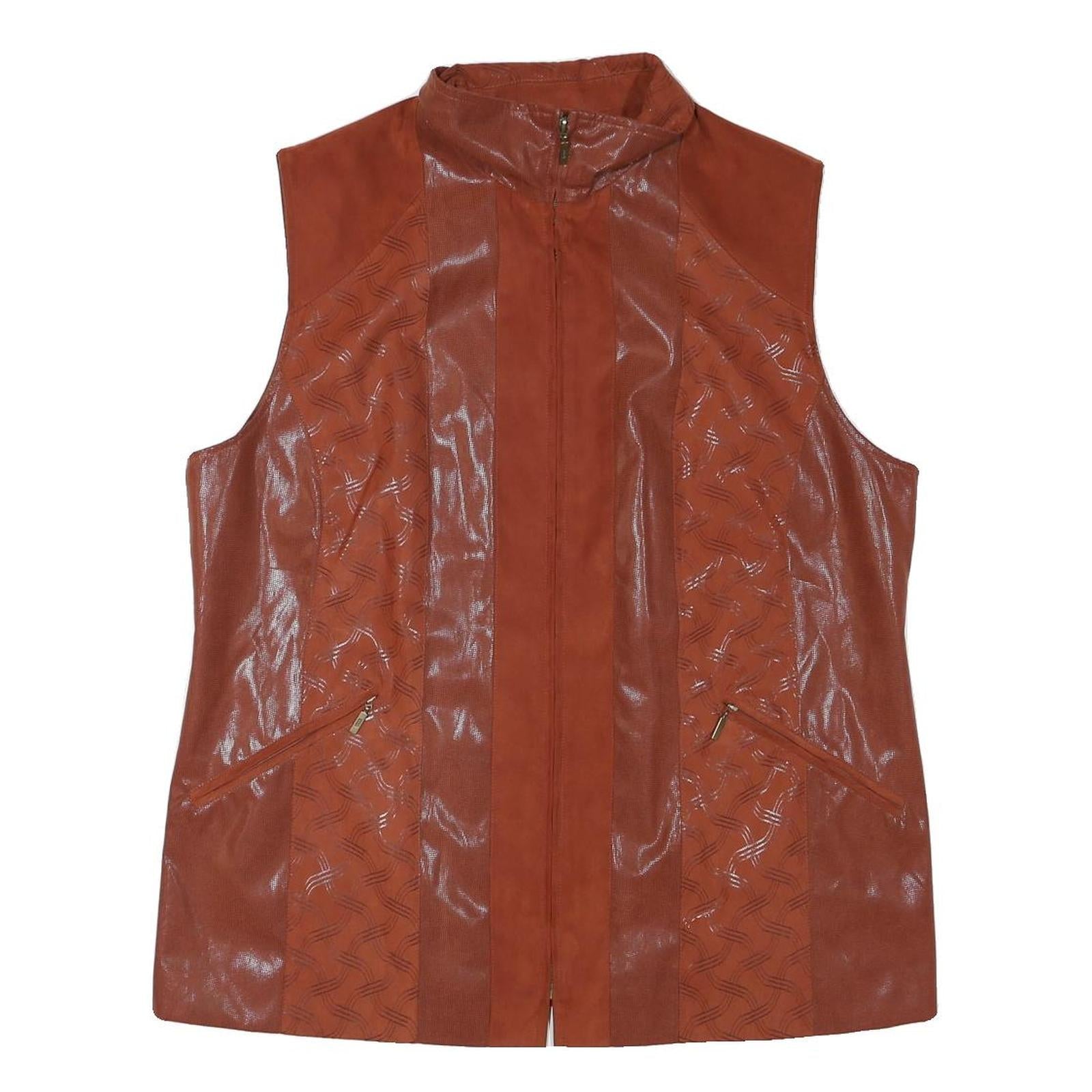 CITY LOOK Womens Rust Brown Jacket L Polyester Blend Plain Zip Sleeveless Refurbished - N/A refurbished available on Cerqular