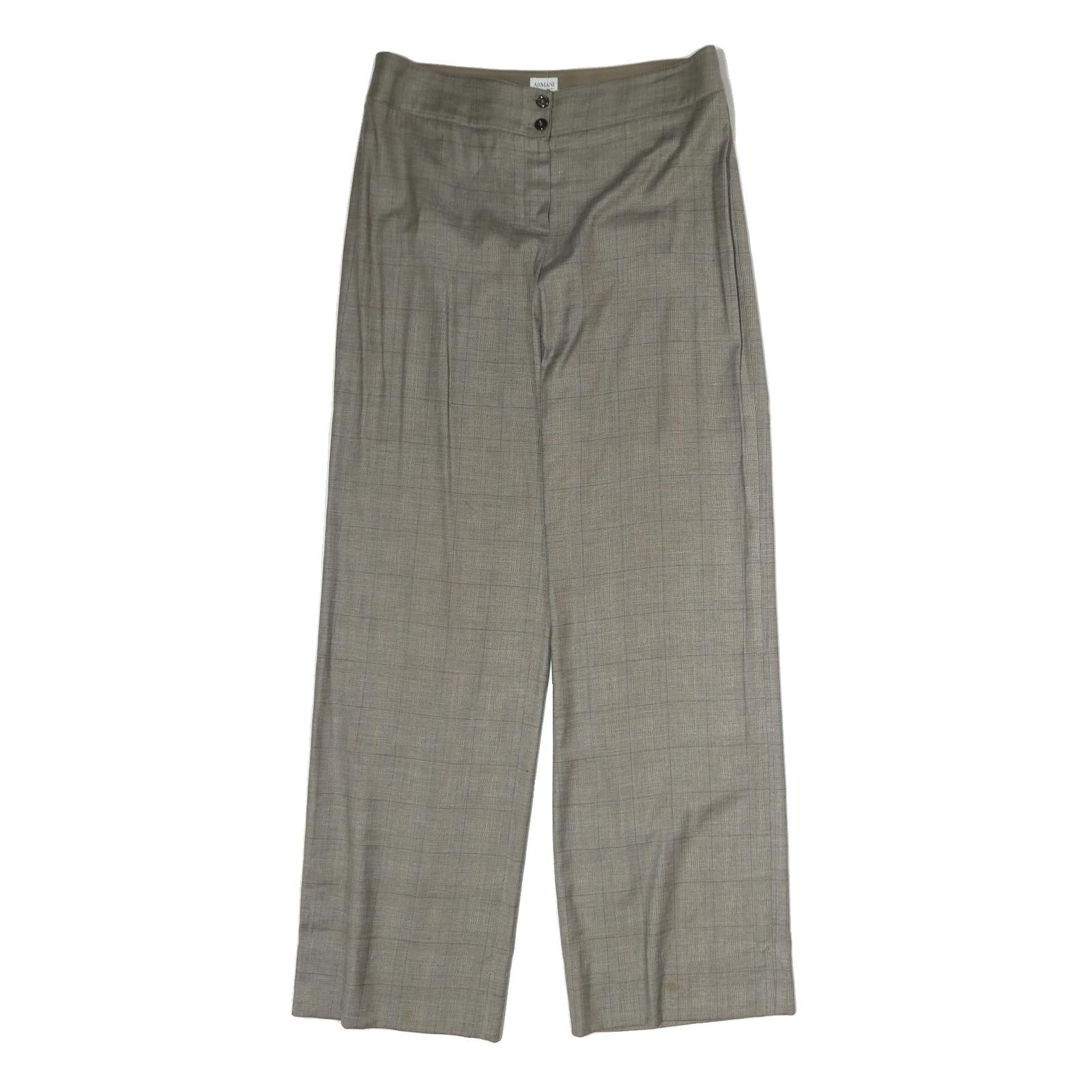 ARMANI COLLEZIONI Womens Cotton Blend Grey Regular Straight Trousers W32 L35 Refurbished - N/A refurbished available on Cerqular