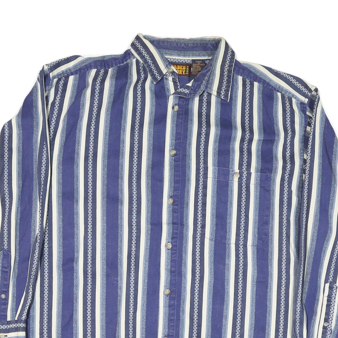 FADED GLORY Mens Blue & White Striped Shirt XL Cotton Blend Casual Long Sleeve Refurbished - N/A refurbished available on Cerqular
